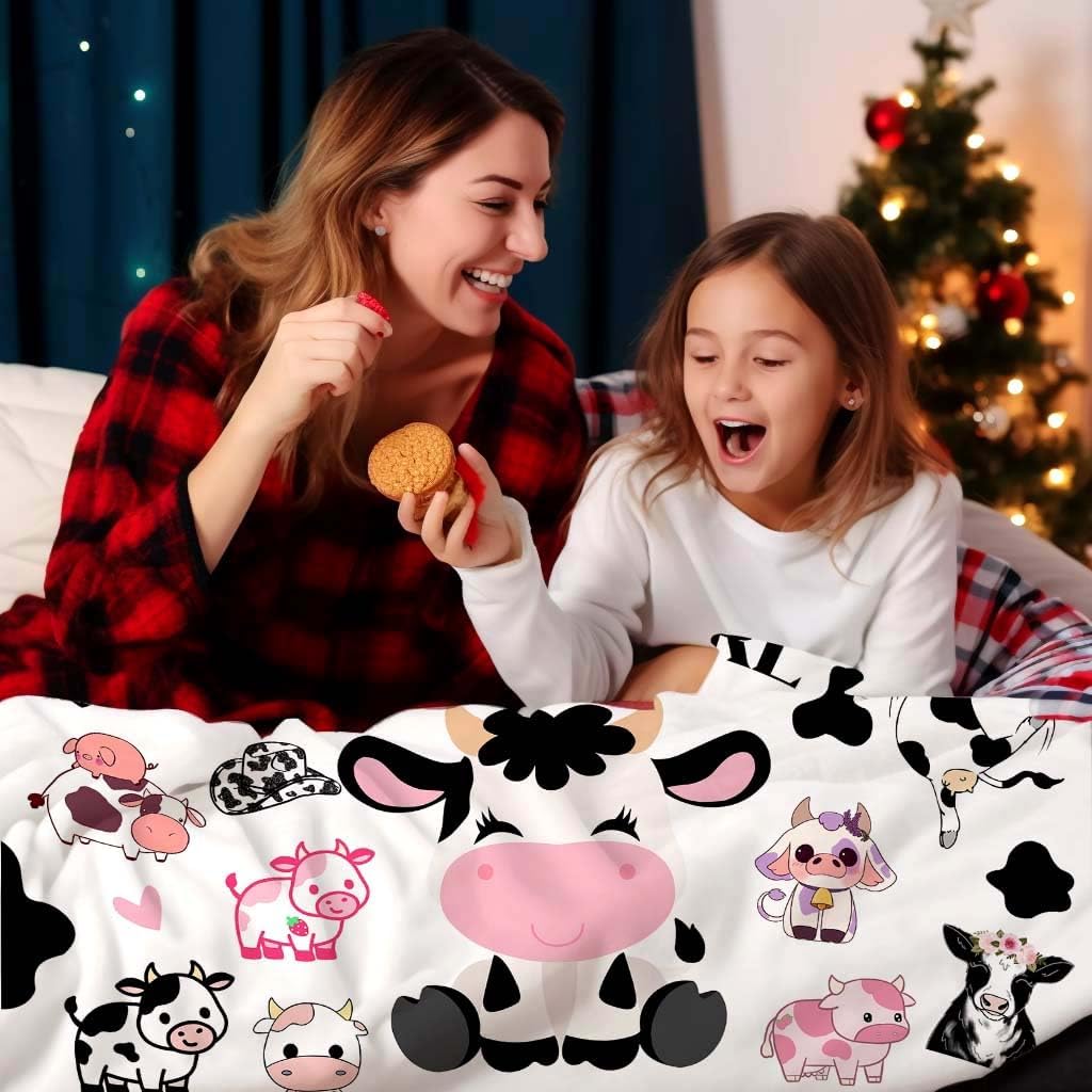 Cow Gifts Blanket Soft Flannel Cows Throw Blanket for Cow Lovers Adults Women Girls for Bedding Bedroom Living Rooms Sofa 50"X40"