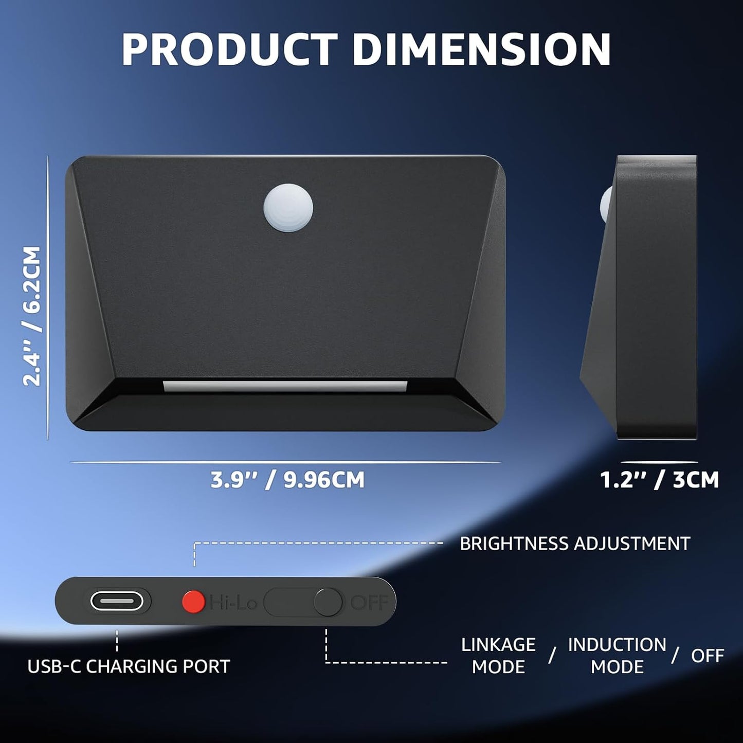 uuffoo Rechargeable Motion Sensor Wall Light, Magnetic Linkage Multi-Sensor Stair Lights with 3 Brightness Levels, Wireless Battery Operated Indoor Wall Lamp for Closet Bedroom Hallway(Black)