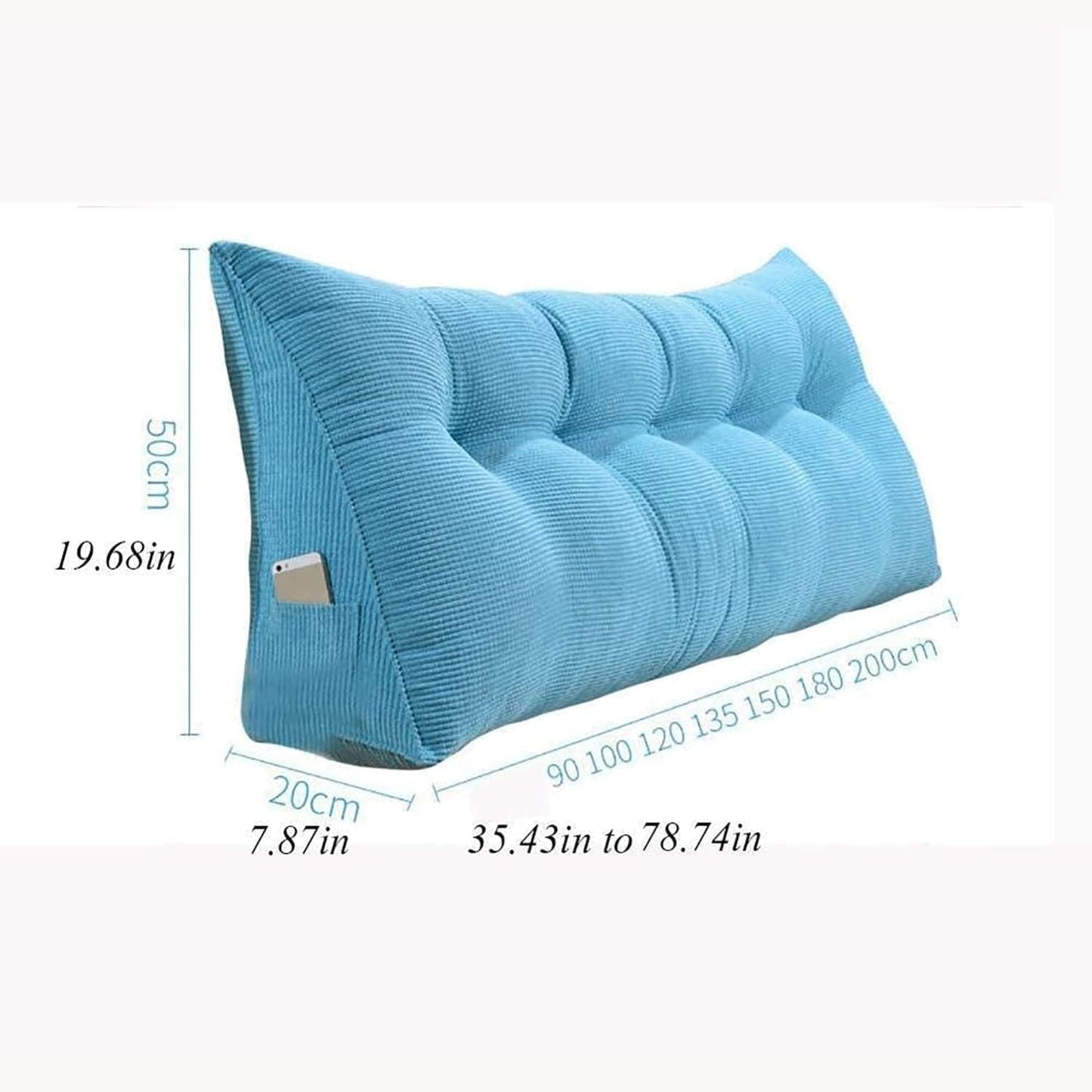 Large Headboard Backrest Triangular Reading Pillow Bolster Positioning Support Wedge Pillow with Removable Cover(Size:180x20x50cm(71x8x20inch),Color:Orange)