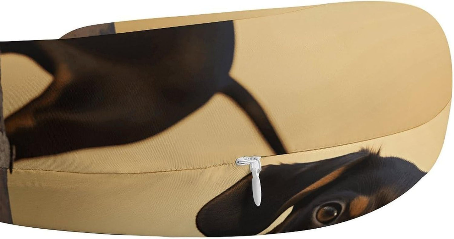 A Cute Dachshund Neck Pillow Memory Foam U Shaped Pillows Portable Pillows for Shoulder Travel Head Support Pillow with Concealed Zipper for Airplane Car Home Office