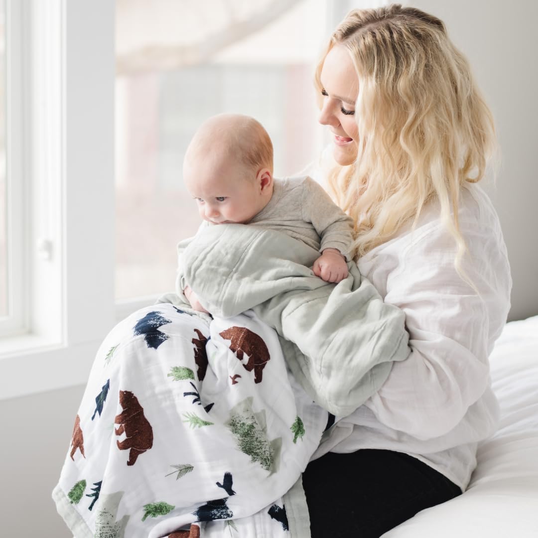 SARANONI Muslin Baby Blanket | Breathable, Ultra-Soft Muslin Quilt | Perfect Receiving Blankets for Boys & Girls | Yosemite - 4-Layer