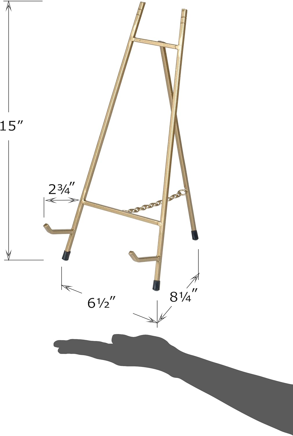 Red Co. 15” Tall Modern Metal Tripod Plate Stand and Art Holder Easel, Gold