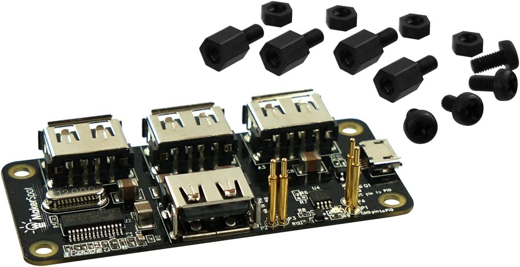 4-Port Stackable USB Hub HAT for Raspberry Pi Zero V1.3 (with Camera Connector) and Pi Zero W /2W (with Bluetooth & WiFi)