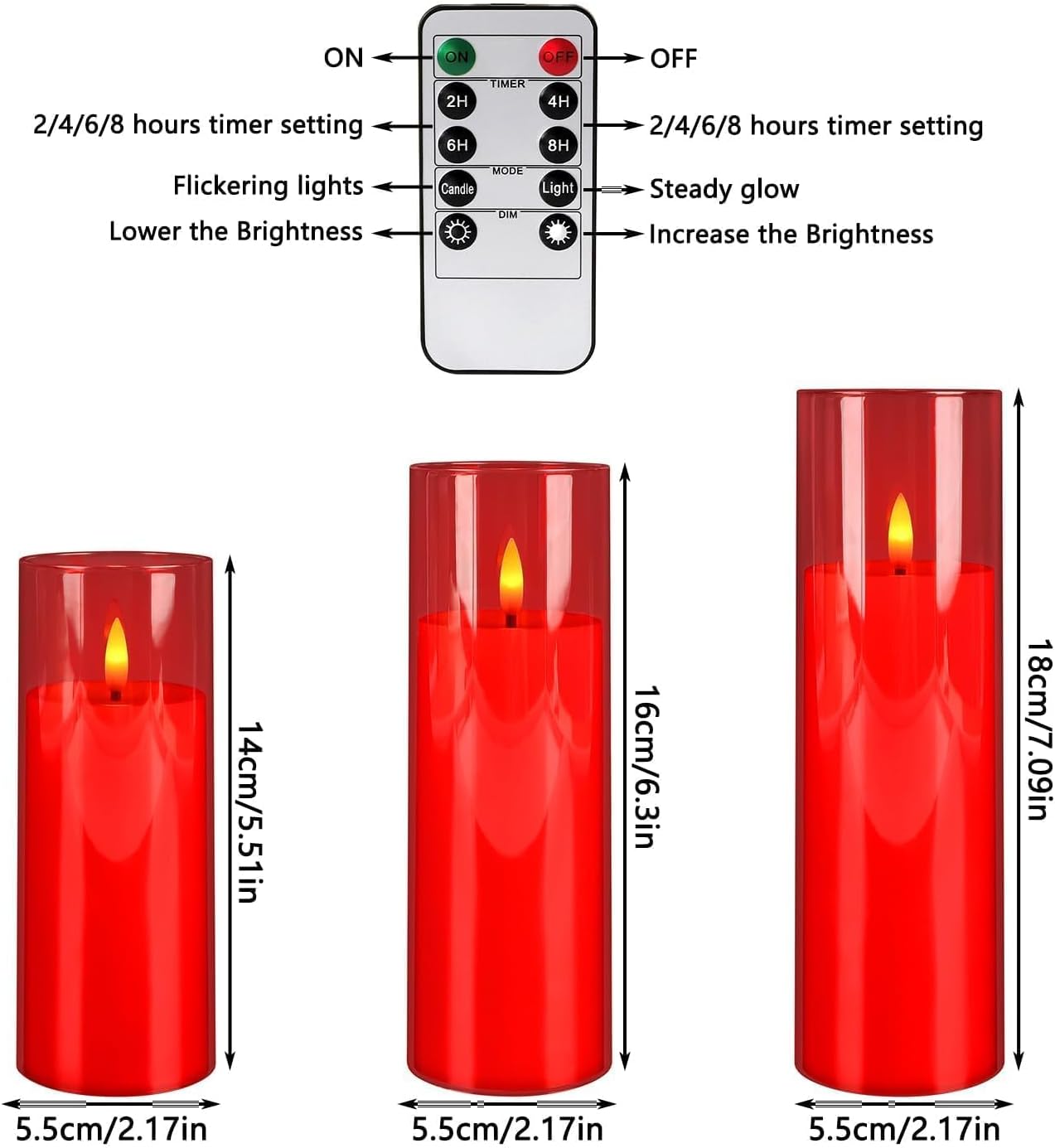 24-Pack Red Flameless LED Candles - Remote Control & Timer, Realistic Flickering for Chinese New Year Decor, Valentine's Day, Romantic Home Ambiance, Fireplace Mantel & Festive Centerpieces