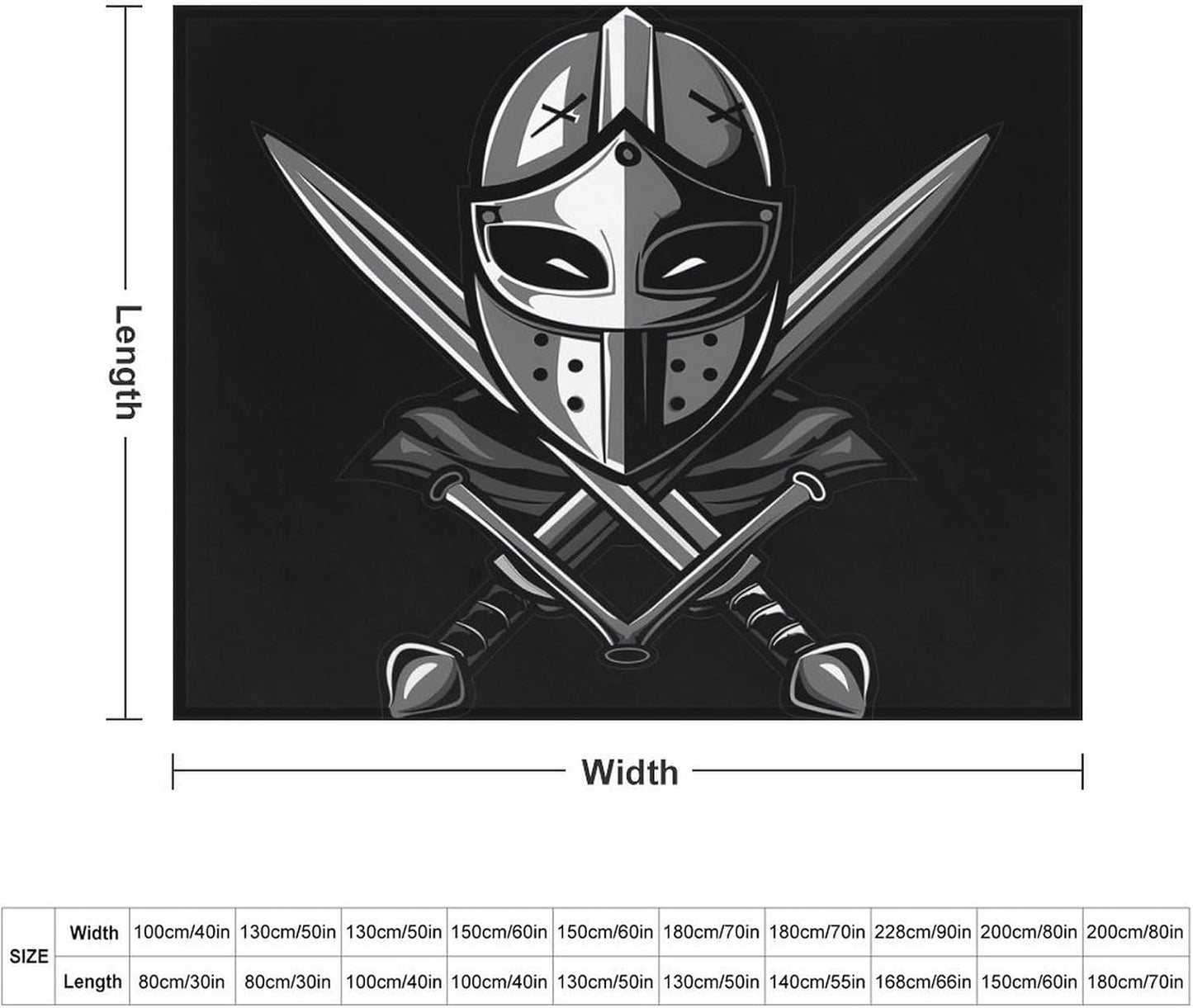 Fencing Mask Sword Fleece Blanket Soft Cozy Throw Blanket Couch Blanket for Home Living Room Decor 50"x60"