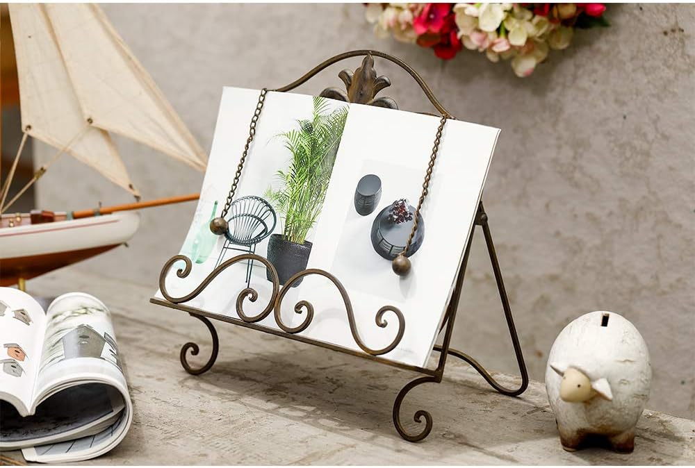 Jemeni Cookbook Stand, Metal Fleur De Lis Cookbook Holder Recipe Stand for Kitchen, Antique Brown Finish……