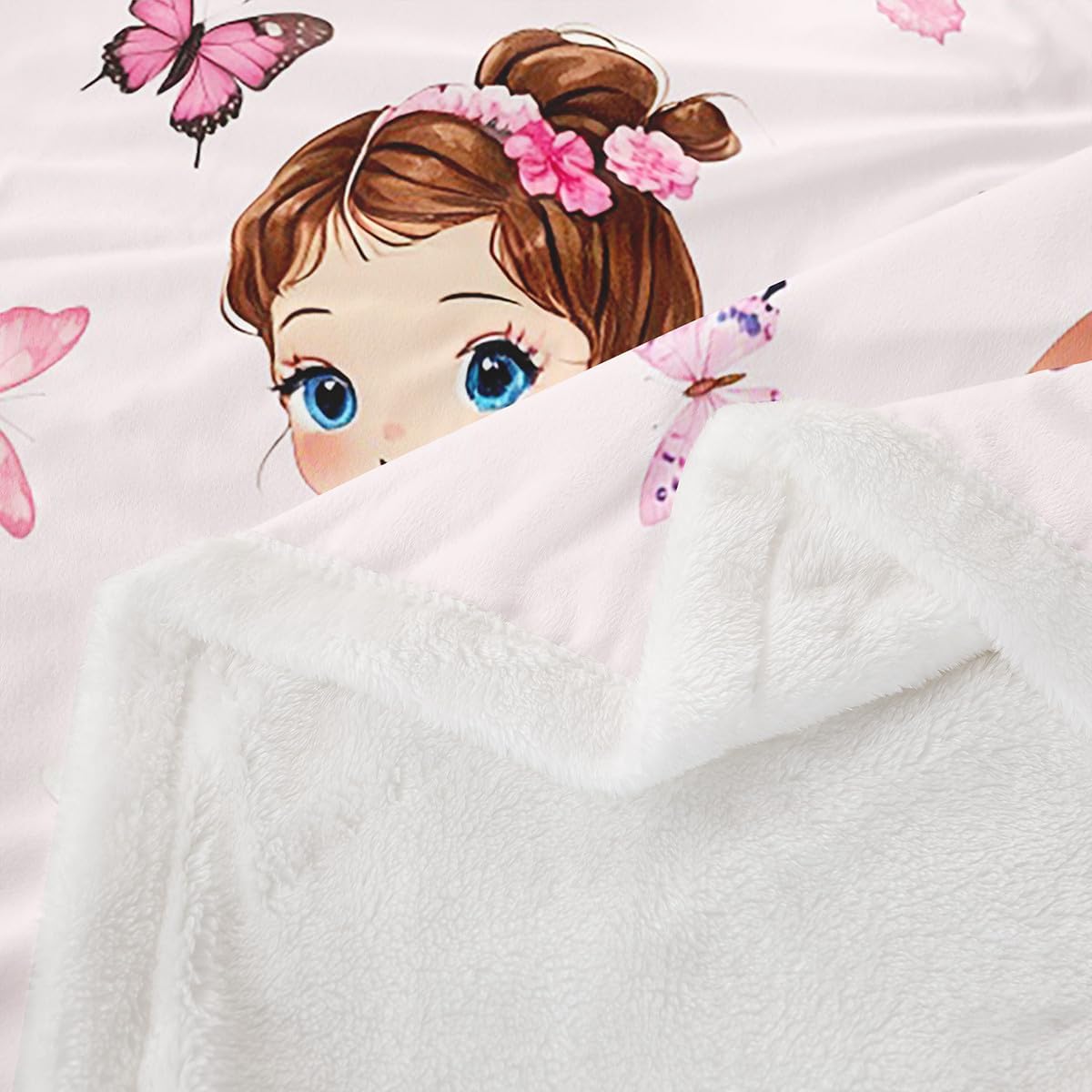 Feelyou Kids Ballet Fleece Throw Blanket Pink Bow Tie Sherpa Blanket Boys Girls Dress Plush Blanket for Bed Sofa Couch Princess Teens Bedroom Decor Twin 60"x80"