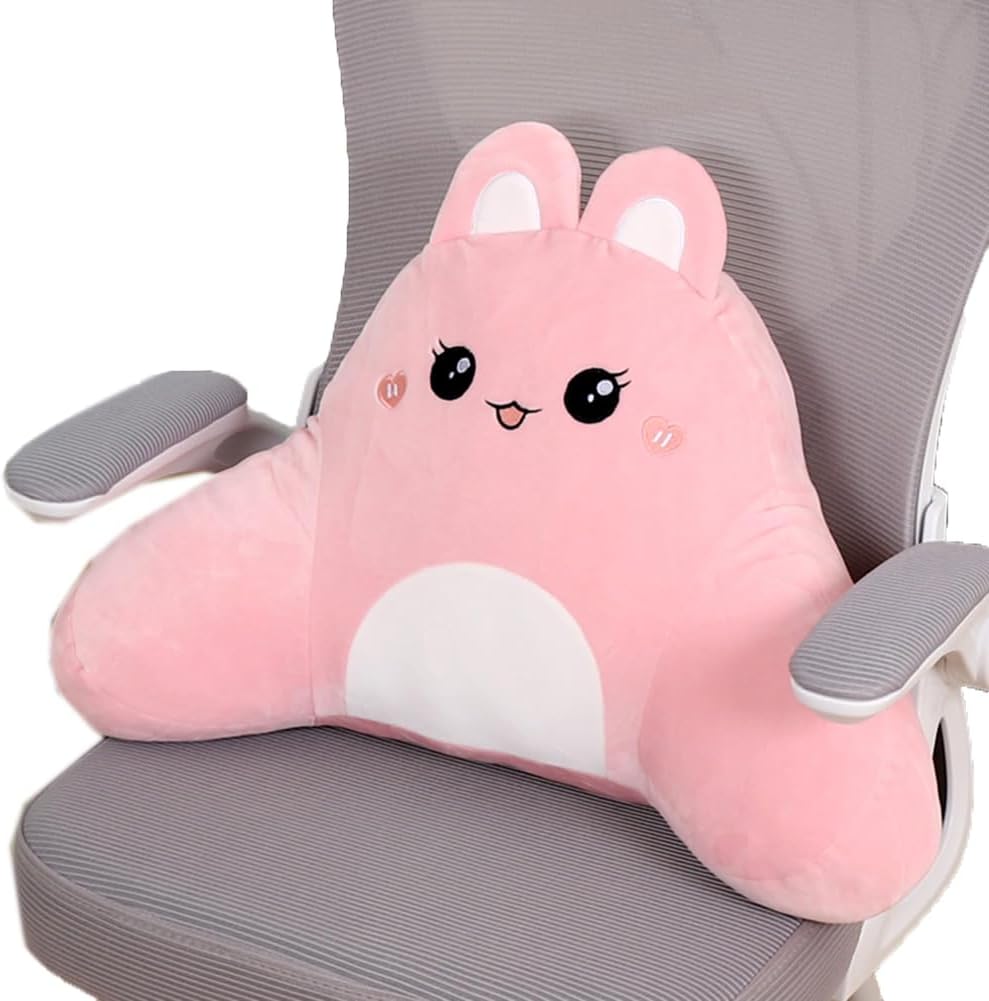 Tingting's Dream Office Chair Waist Pillow Sedentary Lumbar Back Support Cushion Soft Bed Rest Reading Pillow Cartoon Lumbar Pillow (Pink Rabbit, 49×29×11CM/19.29"×11.42"×4.33")