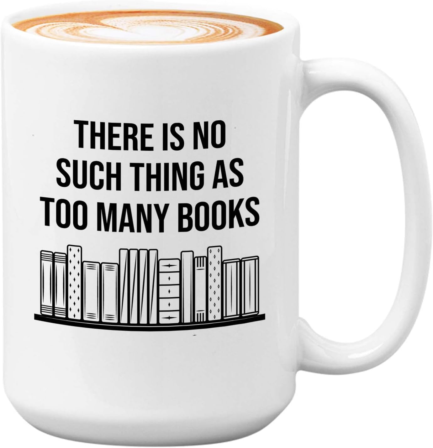 Bubble Hugs Writer Coffee Mug 15oz White - there is no such thing as too many books - Reading Book Lover for Bookworm Bibliophile Librarians Author Readers Bookish