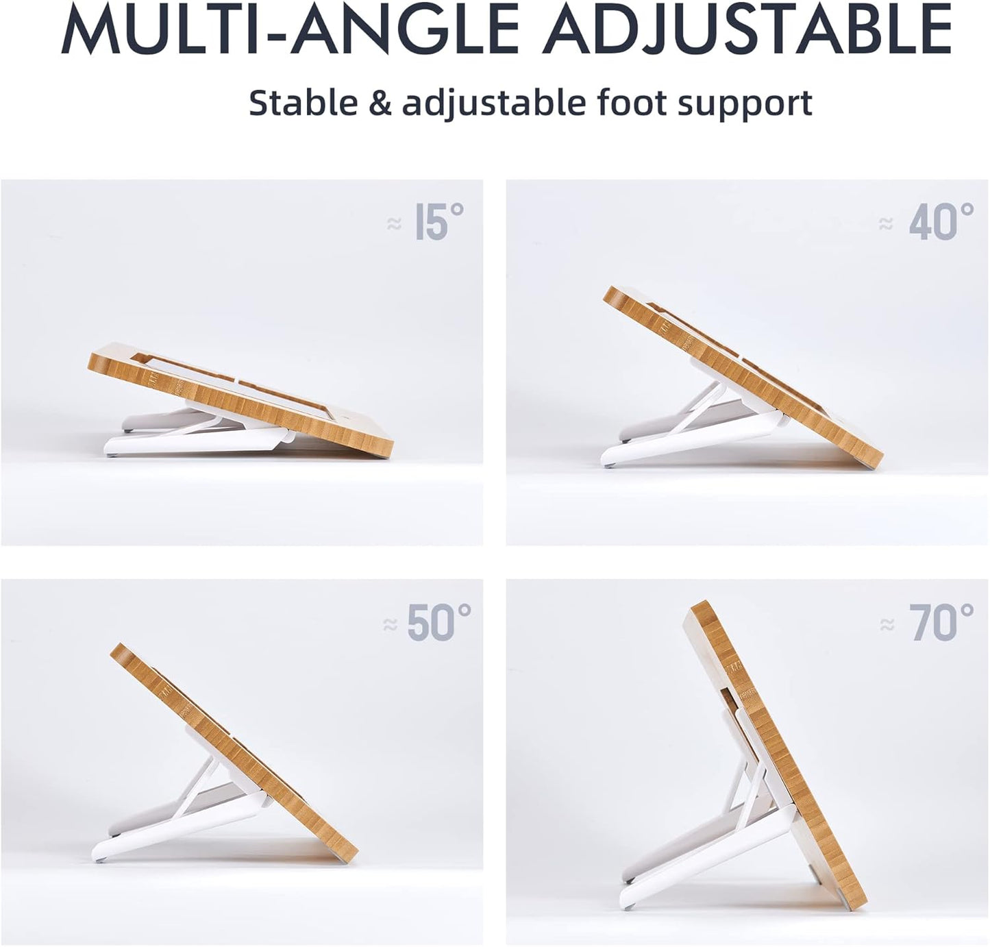 ELETIUO Adjustable Tablet Stand with Pencil&Charger Cable Slot,Bamboo Wooden Stand with Multiple Angles,Organizer Desktop Holder for Drawing,Compatible with ipads(Support to 9.7-11" Devices)