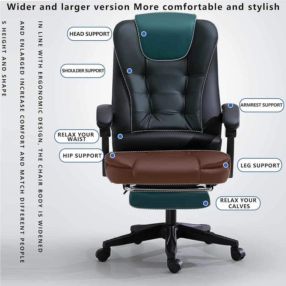 Ergonomic Gaming Office Chair Reclining with Steel Base Modern Executive Adjustable Height Computer Desk Chairs for Meeting Room Lunch Break Reading(White)