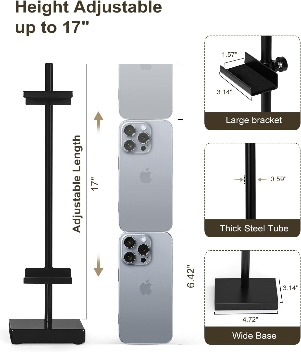 Adjustable Tabletop Easel Stand, Picture Easels for Display Up to 17" H, Black Metal Picture Frame Holder Stand Table for Art, Photo (1 Pack)