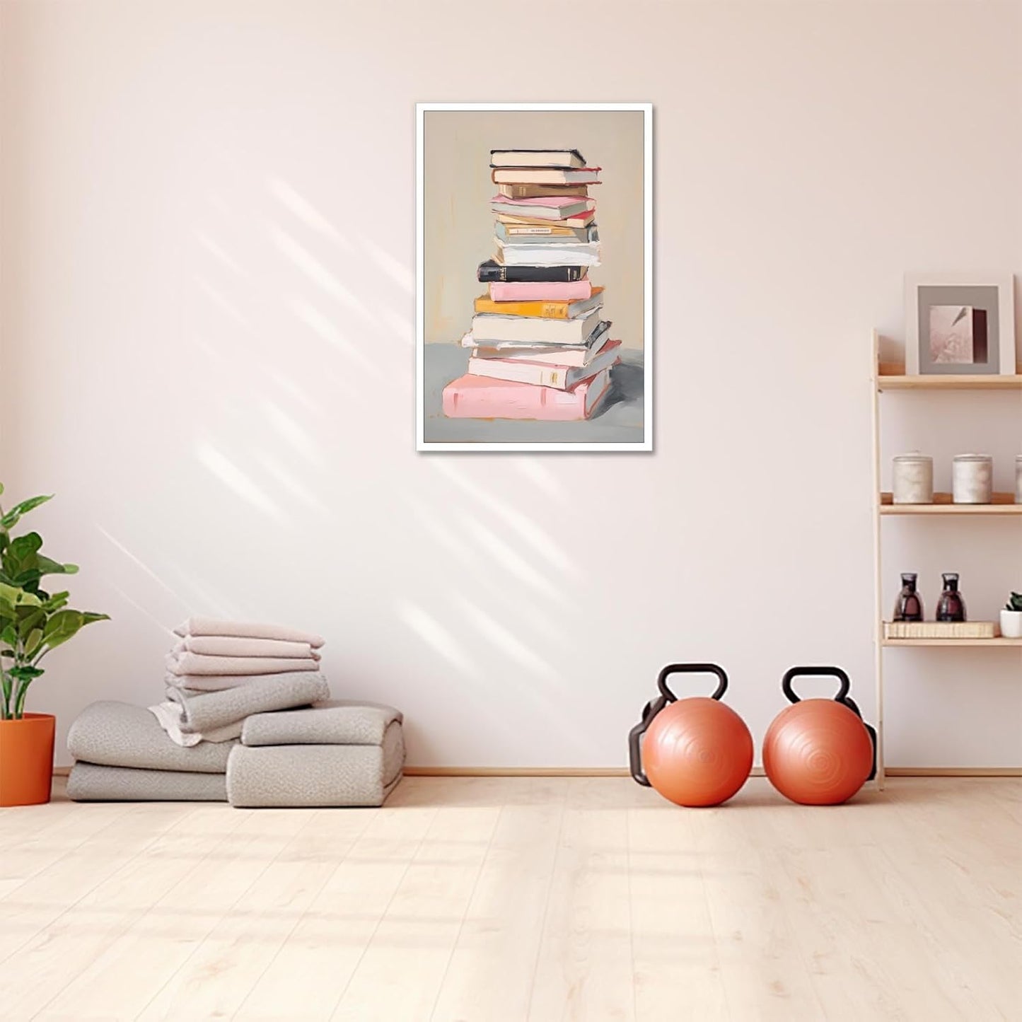 Book Lover Canvas Wall Art Trendy Colorful Book Stack Poster Inspirational Pastel Bookshelf Educational Prints Painting For Home Bedroom Classroom Library Living Room 12x16in Unframed