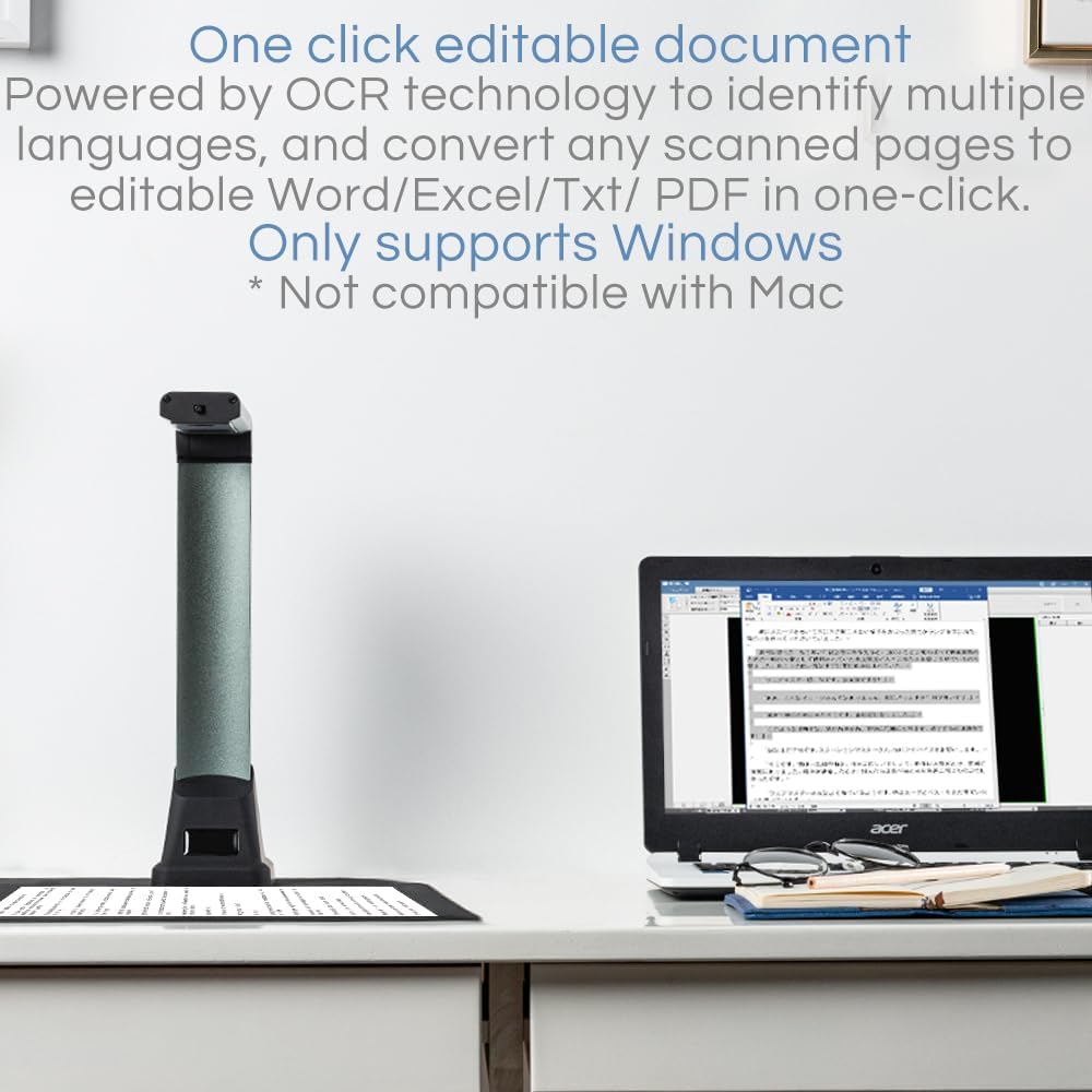 X1 Portable Document Scanner: 8MP Portable HD Overhead Document Camera A4 Multi-Language OCR USB Doc Cam for Teachers and Students Online Teaching, Only for Windows
