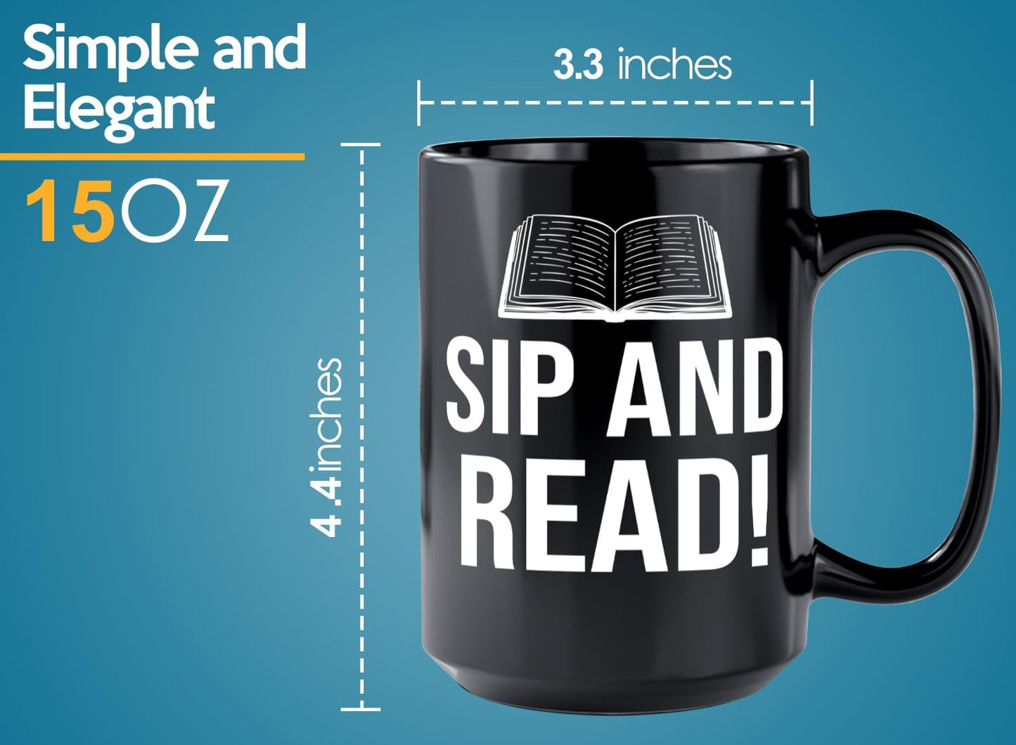 Book Lover Coffee Mug 15oz Black -Sip and Read - Bookworm Literature Library Book Lover Reader Booked Editor Intellectual Studious