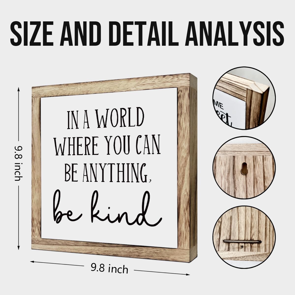 Inspirational Wood Decor, Home Office Decor, Be Kinds Sign, Wooden Plaques Box Signs 9.8 * 9.8, Farmhouse Decor for Table Shelf, Motivational Signs, In A World Where You Can Be Anything Sign