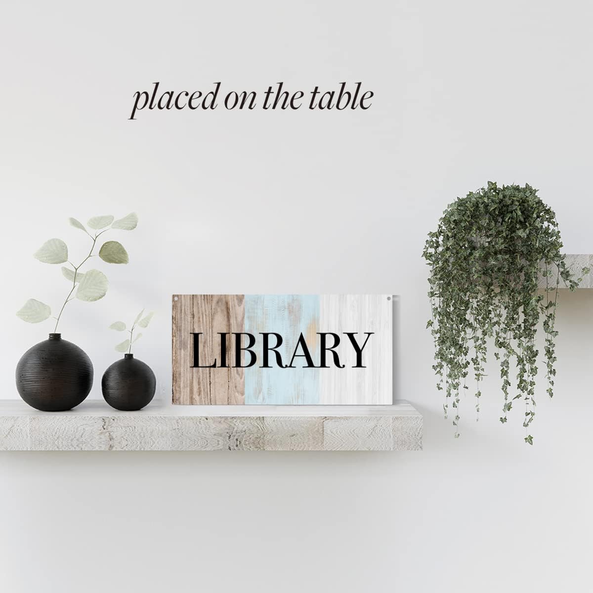 Rustic Wood Sign Library Home Farmhouse Wall Hanging Decor Minimalism Wooden Wall Art Decor Decorative Plaque Sign for Book Lover Kids Room House Front Door Bedroom Outside Room Library Reading Room