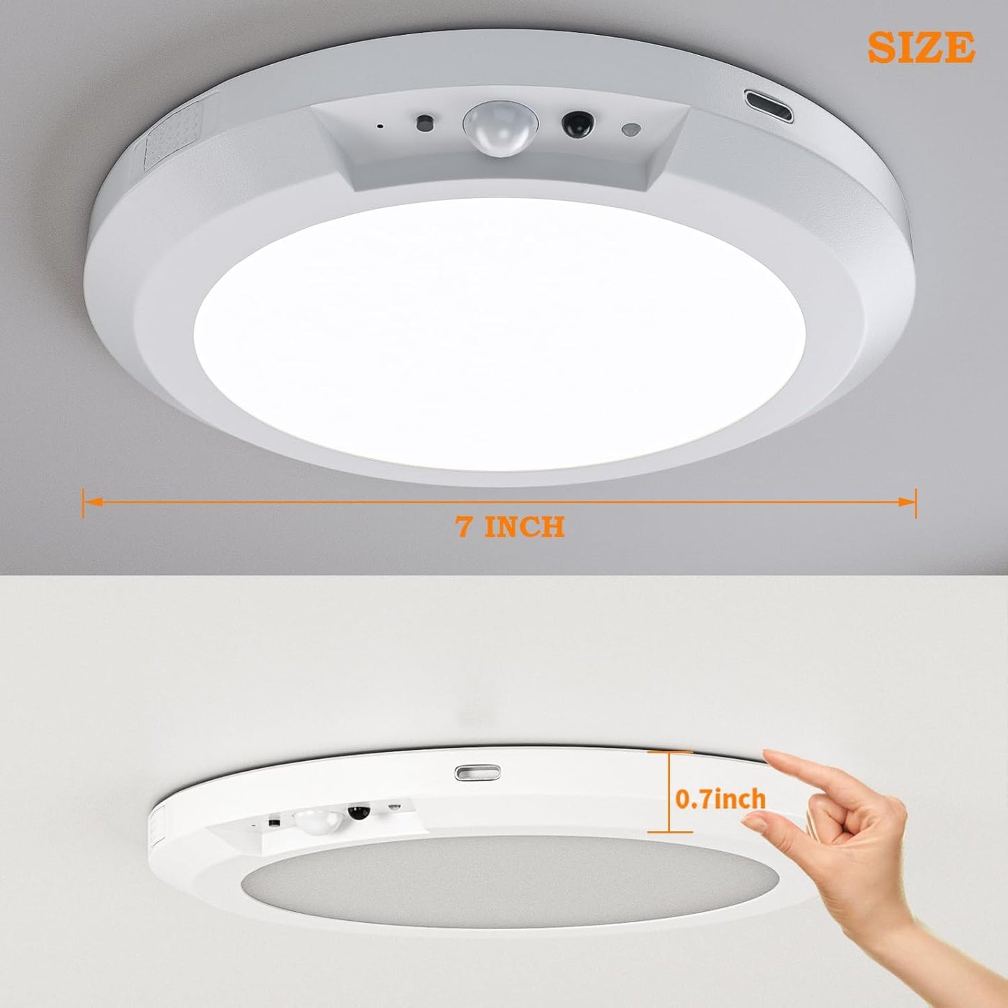 Motion Sensor Ceiling Light,Cordless Closet Light Battery Operated,3 Color Temperatures,Remote Control,Rechargeable Magnetic Mount LED Shower Lights for pantry,Stairs,Garage,Hallway (White 1 pack)