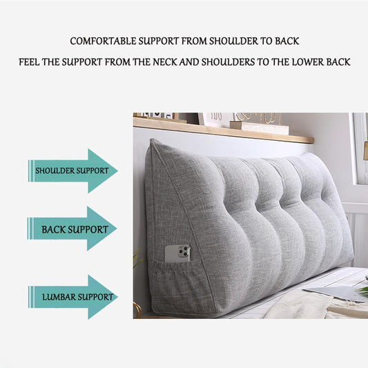 Headboard Wedge Reading Pillow, Headboard Backrest Wedge Pillow Twin with Detachable Cover, Back Support Cushion, Lumbar Support Cushion Waist Backrest,H,120cm