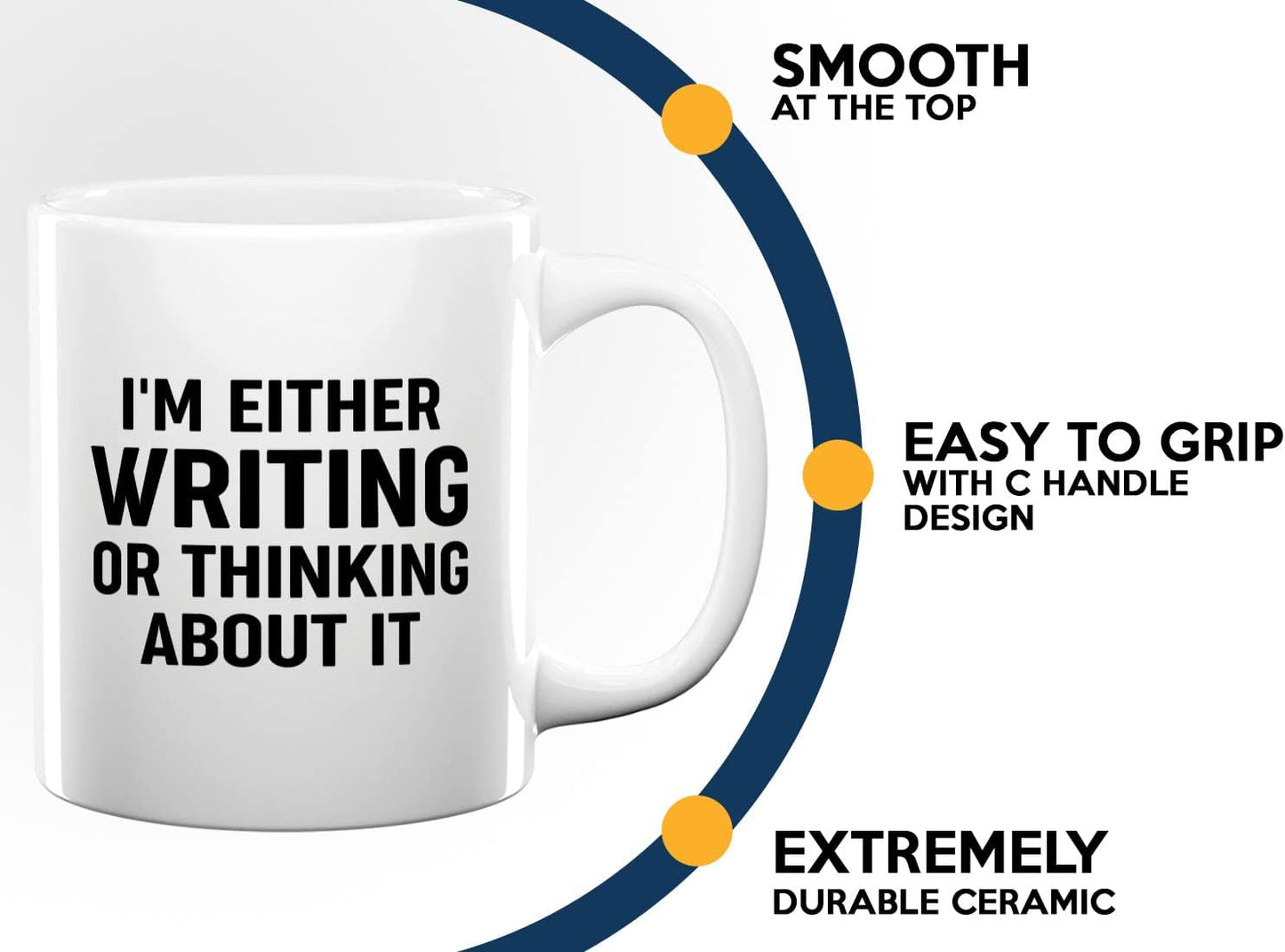 Journalist Coffee Mug 11oz White -Writing or Thinking - Reading Lover Book Club Gift Author Appreciation Writer Journalism Novelist Scriptwriter