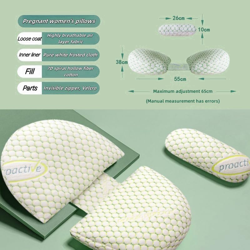Pregnant Women's Pillows, Side Sleeping, Abdominal Support, Waist Protection, Summer Sweat Non Sticky, Removable and Washable (Gray)