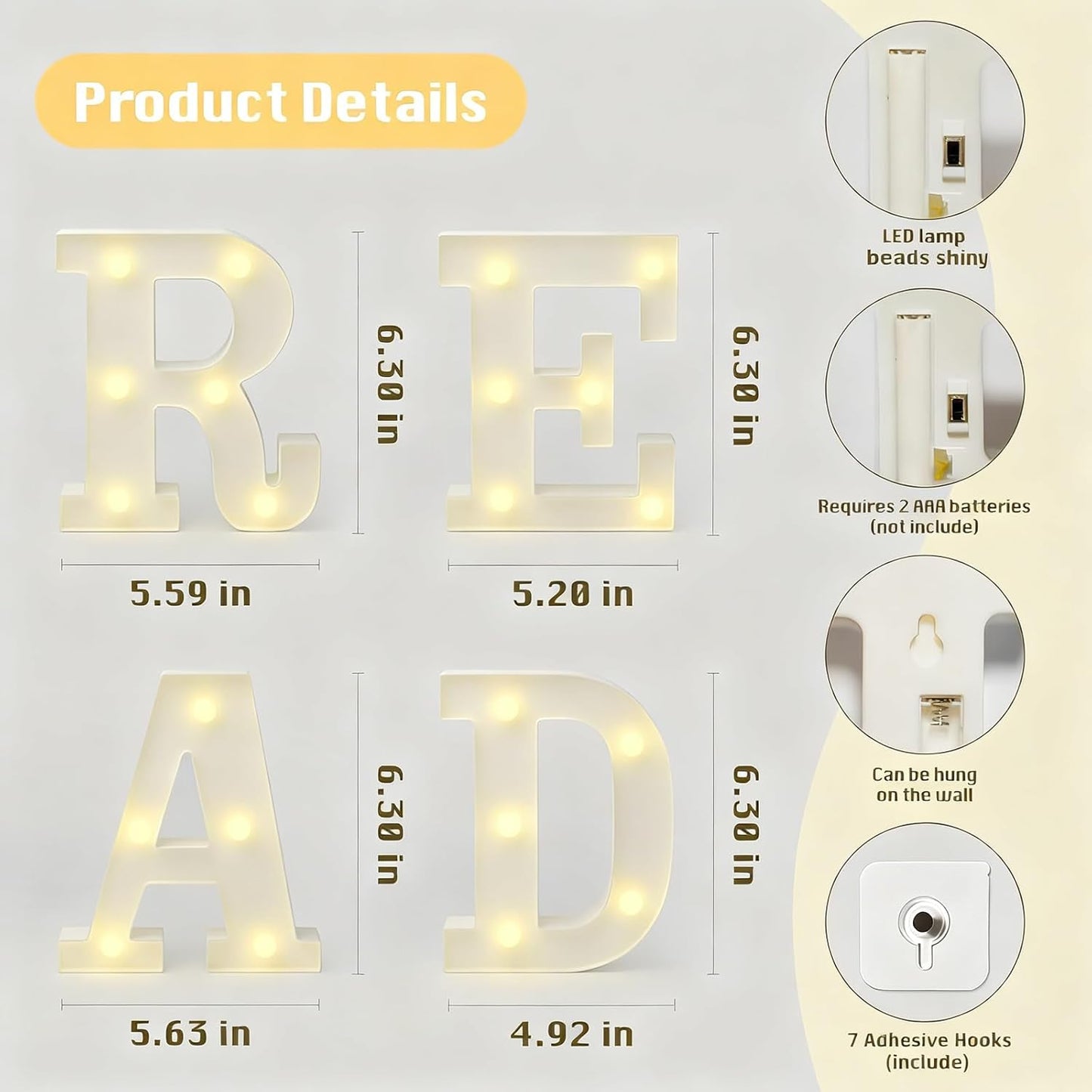 Reading Corner Decor For Classroom Read Sign Letters For Wall Decor Library Decor Classroom Wall Decor Light Up Letters 4PCS
