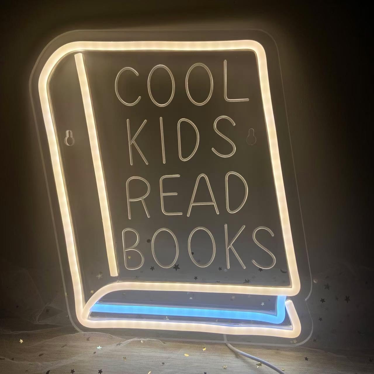 Cool Kids Read Books Neon Sign for Wall Decor LED Sign for Classroom Bookstore Reading Corner Library Dimmable Neon Lights 11.8 * 10.6 Inches