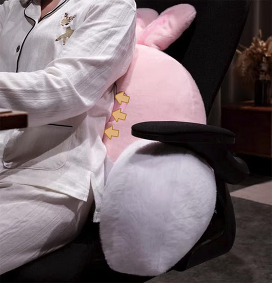 Tingting's Dream Cartoon Office Soft Lumbar Back Cushion Bed Rest Reading Pillow Plush Sofa Sitting Waist Pillows Sleeping Neck Cushions (Pink Rabbit, 60×40CM/23.6"×15.7")