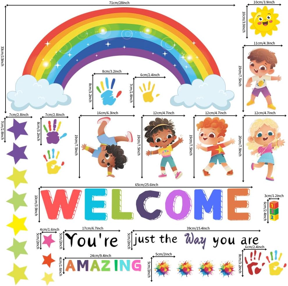 You are Amazing Inspirational Quotes Classroom Wall Stickers - Reading Corner Rainbow Wall Decals Peel and Stick Wall Art Stickers for Reading Room Classroom Nursery Kids Room Decor