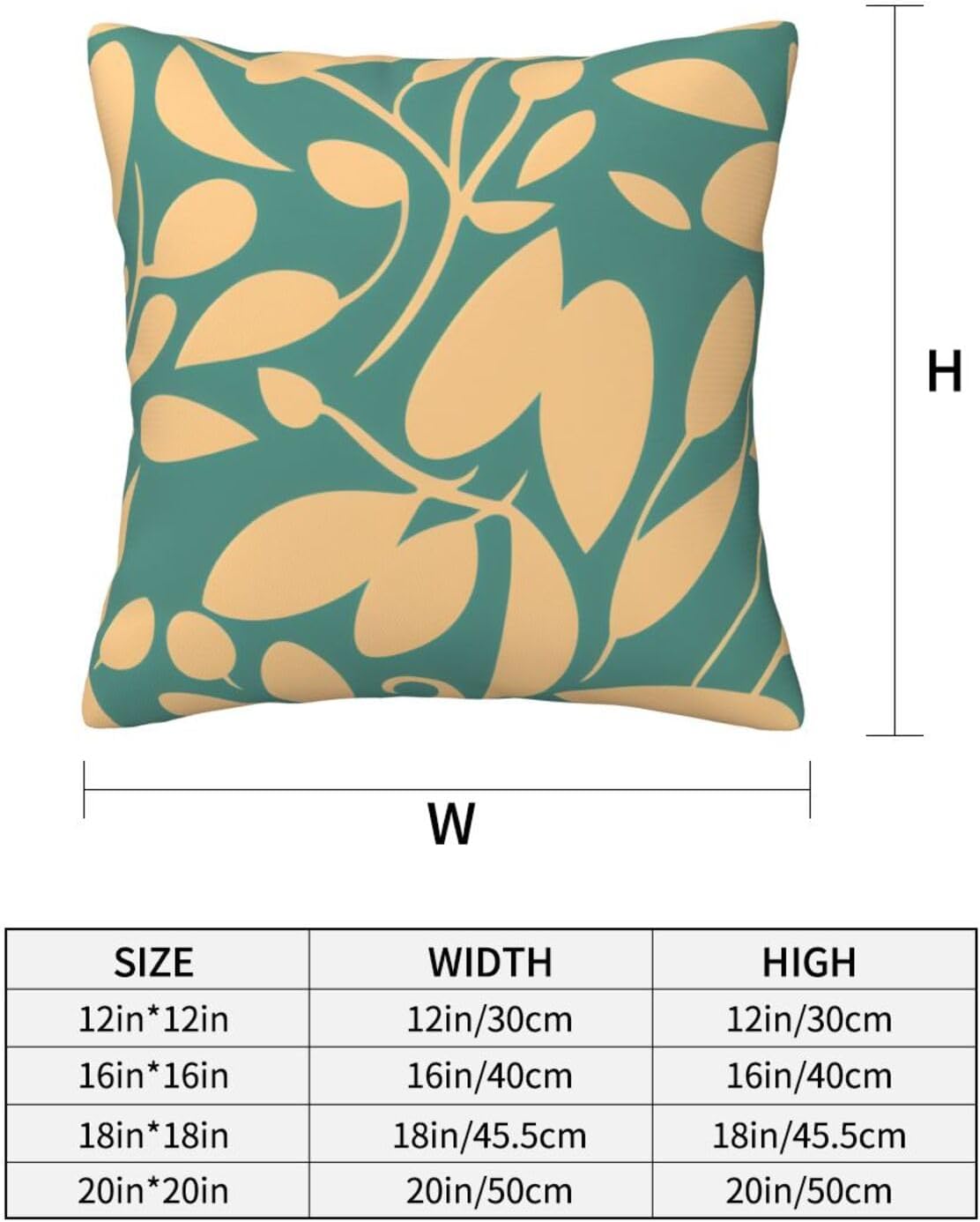 All-Season Square Pillow Covers 18"X18", Yellow Leaf, Decorative Throw Pillow Covers for Sofa Bed Couch, Hidden Zipper Cushion Cover, Square Lumbar & Accent Pillowcases for Home Decor