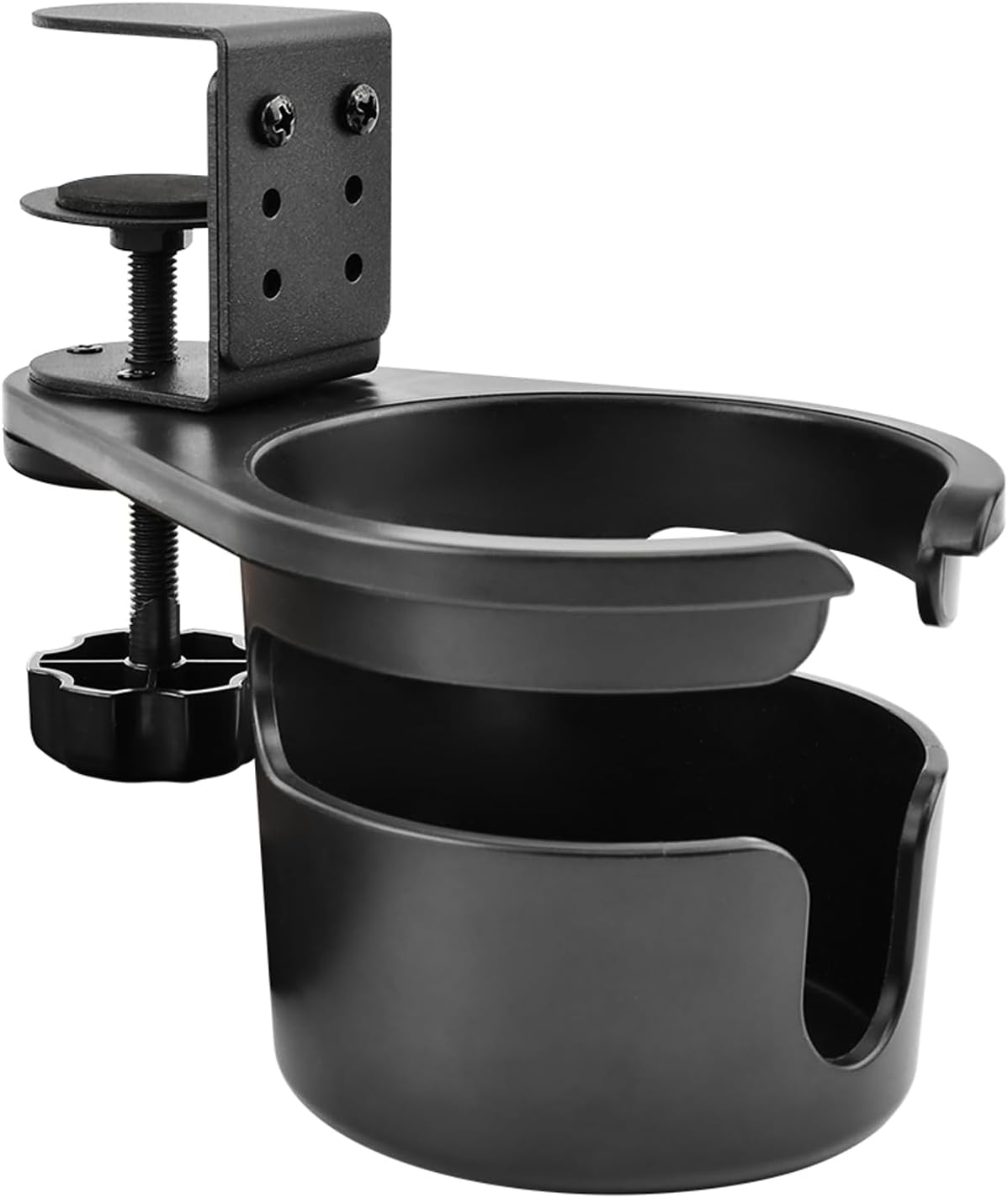 Deep Desk Cup Holder Clamp 360° Rotating for Table, Anti-Spill Cup Holder for Desk, Office Accessories to Hold Coffee Mugs, Gift for School, Gamer and Office(Color:Black)