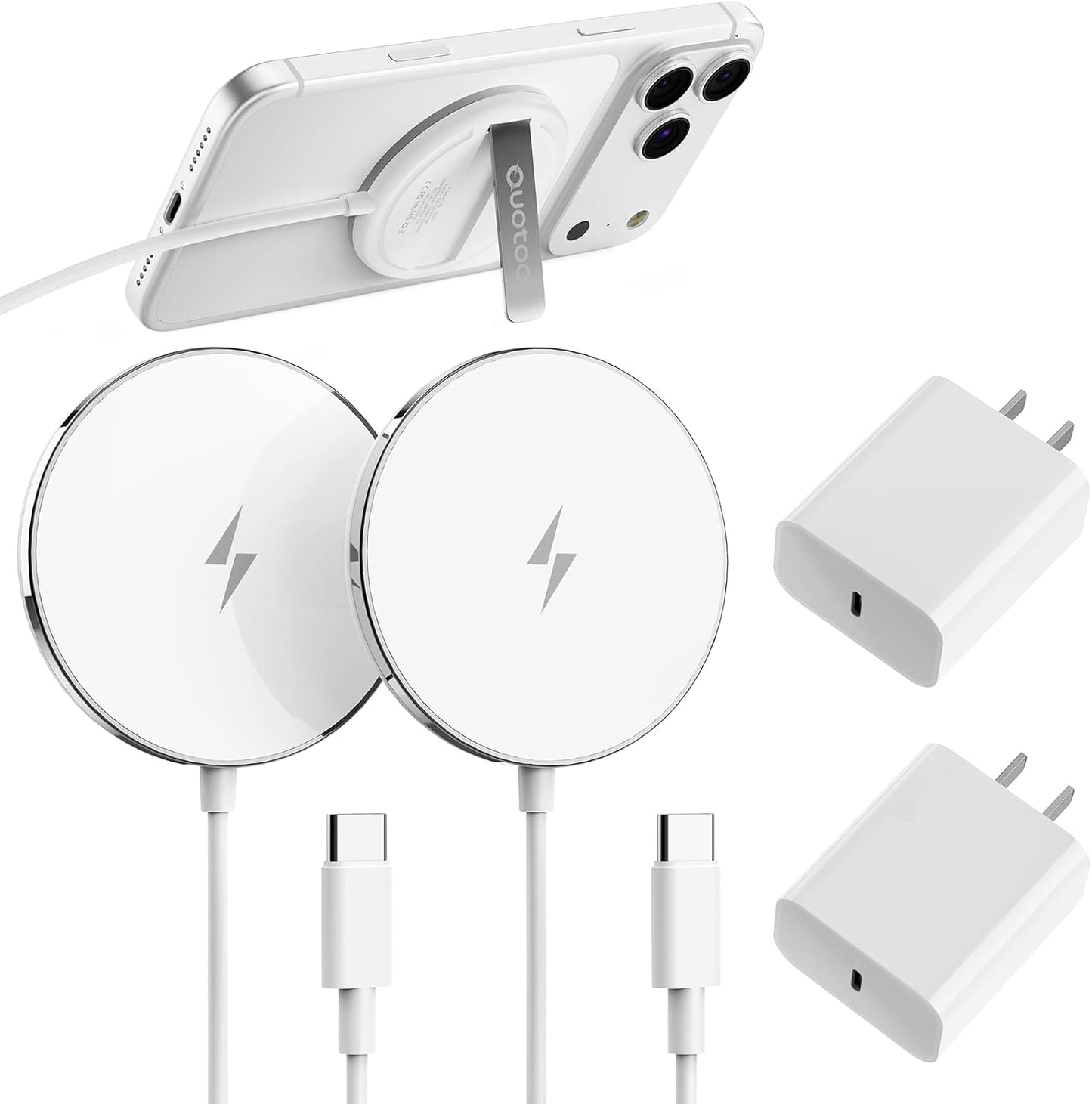 New for MagSafe Charger: Magnetic Wireless Charging Pad for iPhone 17 16 15 14 13 12 Series AirPods 4-2 Pro, Strong Magnet, with PD20W Charging Block, Ultra-Thin Portable(2Pack 5FT)
