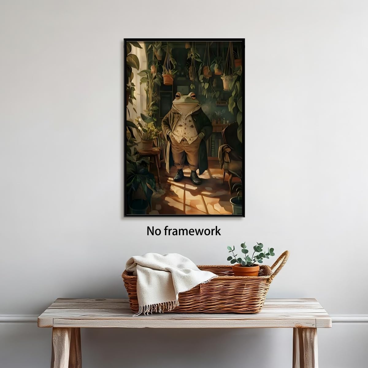 Vintage Botanist Frog Poster Retro Animal Wall Art Plant Lover Painting Print Humorous Victorian Frog Gentleman Picture for Living Room Greenhouse Reading Nooks Decor 12x18inch Unframed
