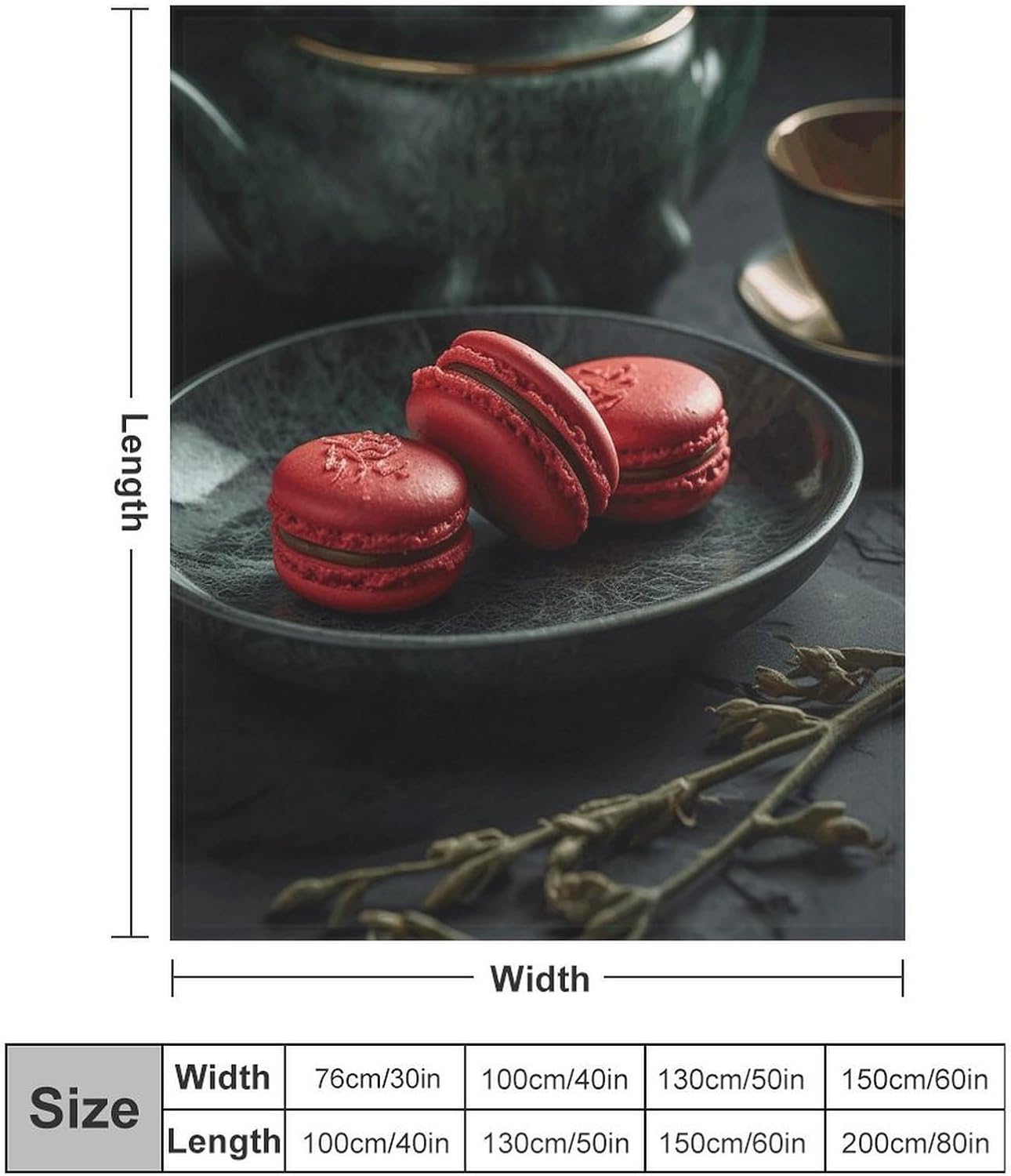 Macaroons on The Plate Throw Blanket for Couch Super Soft Warm Lightweight Throw Blankets Cozy Flannel Bed Blanket Cute Decorative Blankets for All Seasons Home Decor Gift 30"*40"（76 * 100cm）