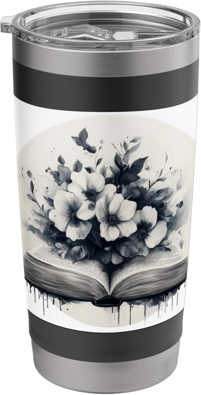 Book Reading Flower Lover Bookworm Tropical Garden Stainless Steel Insulated Tumbler