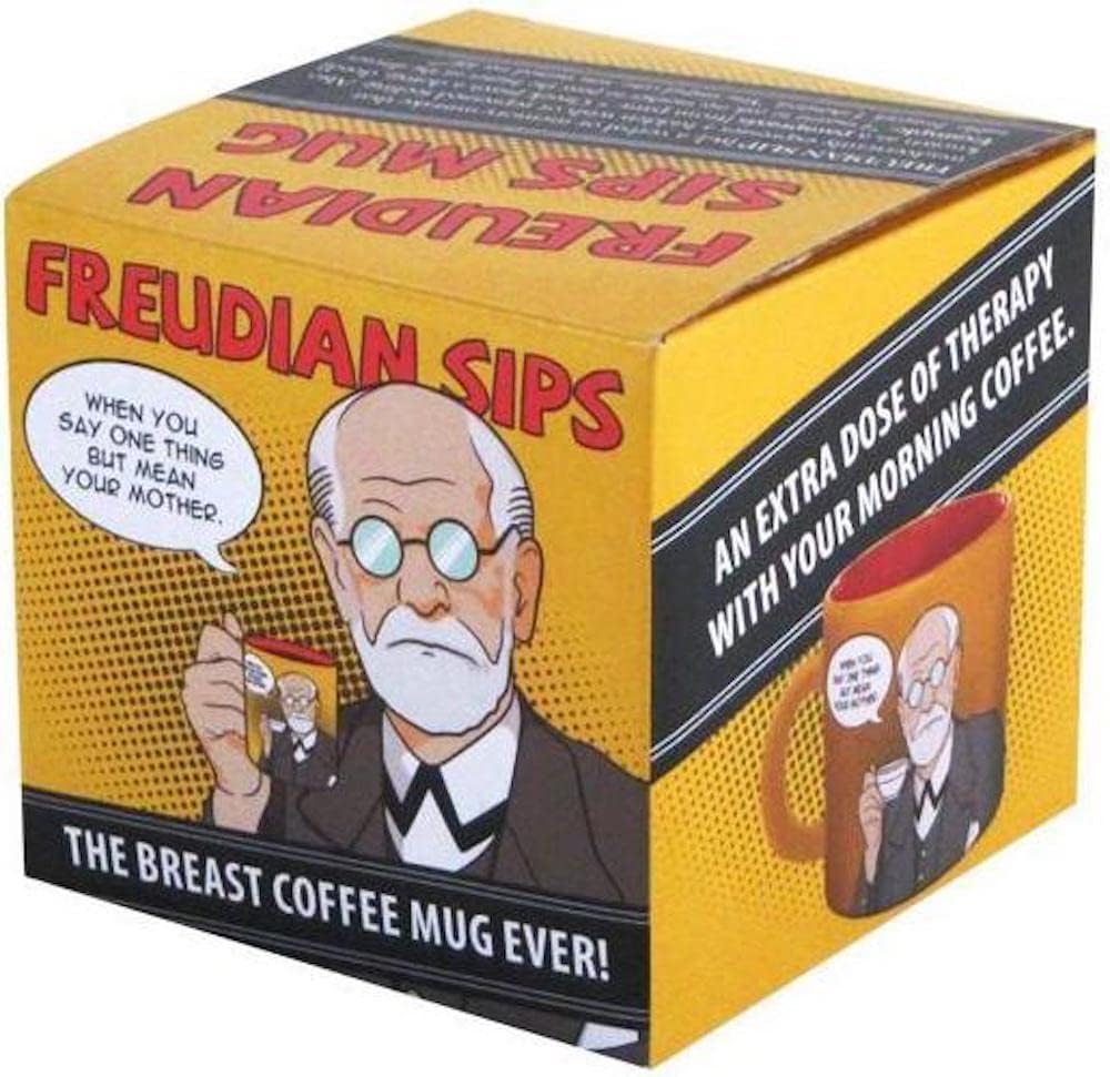 The Unemployed Philosophers Guild Freudian Sips Coffee Mug - Drink Your Coffee and Undo Years of Repression, Comes in a Fun Gift Box, 12oz