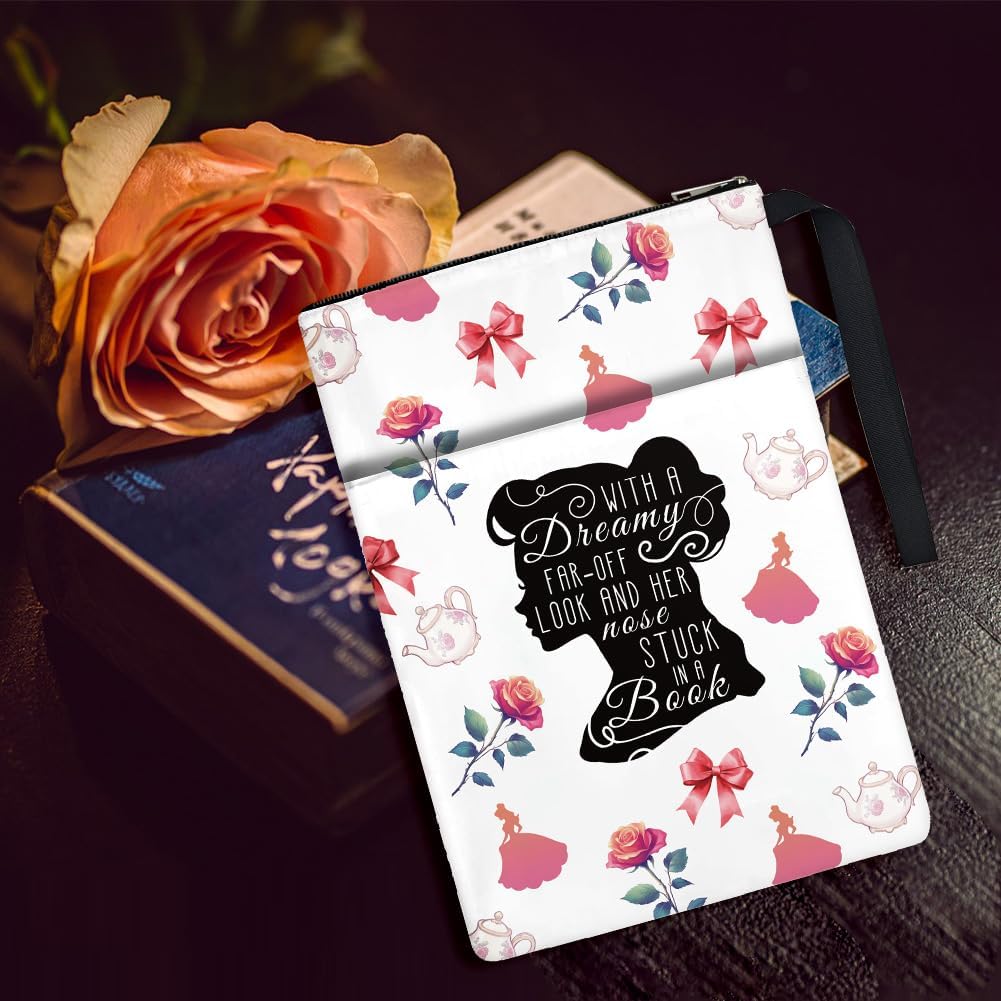1pc Paperbacks Book Covers 13.4x9.45 inch Princess Book Pouches Cartoon Book Sleeve with Zipper and Front Pocket Bookish Books Protectors for Students Teachers
