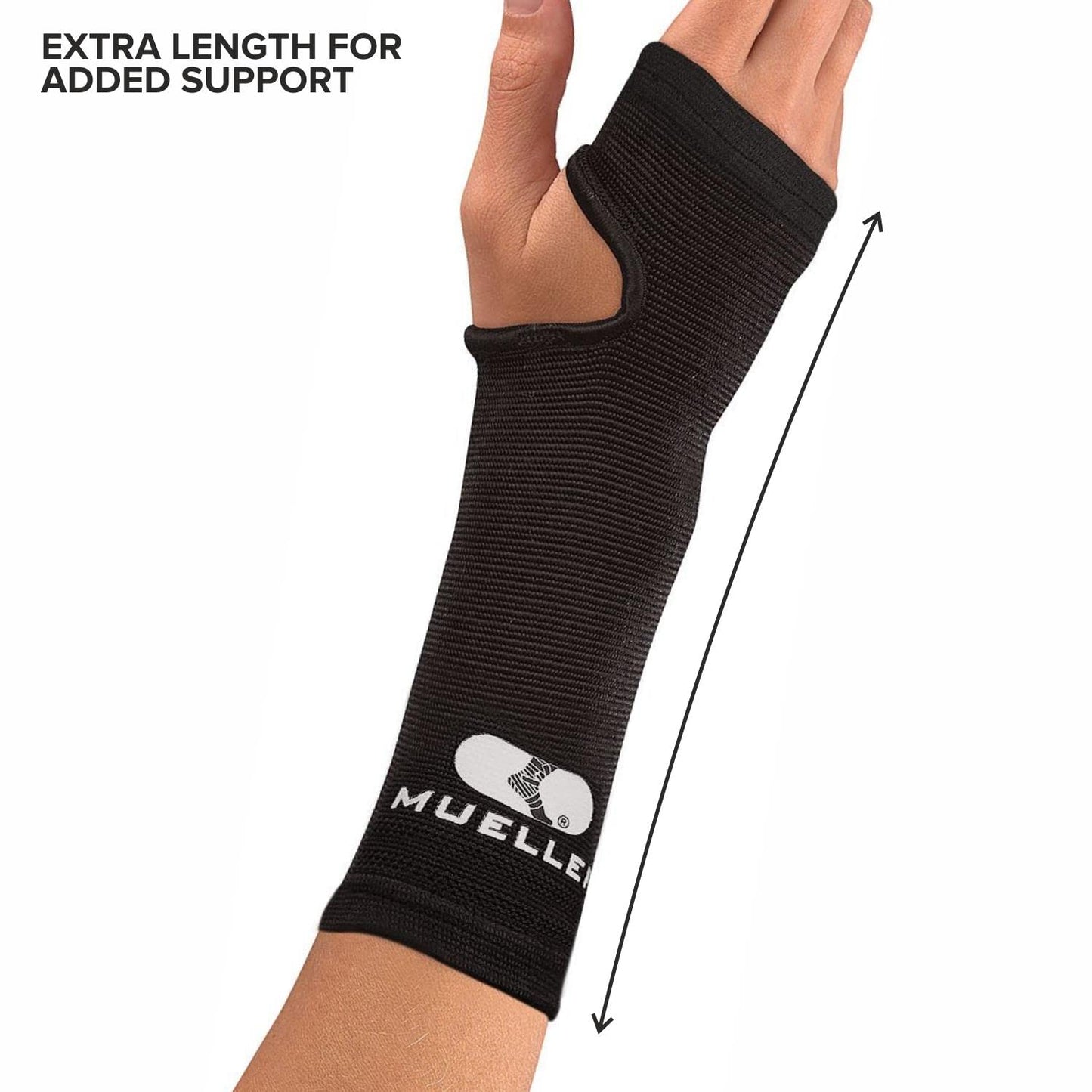 MUELLER Sports Medicine Elastic Wrist Support, Wrist Pain Relief Support for Men and Women, Ideal for Carpal Tunnel, Tendinitis, Arthritis, Black, Large