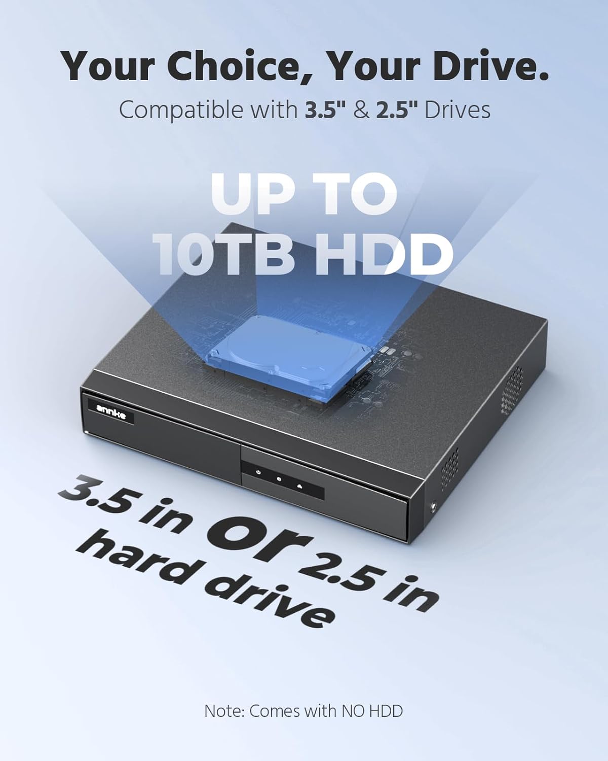 ANNKE 8 Channel DVR for Security Camera, 3K Lite Hybrid 5-in-1 CCTV Digital Video Recorder, Supports 8CH TVI/AHD/CVI/CVBS Analog and 2CH IP Cameras, 24/7 Video Recording for Home Surveillance, NO HDD