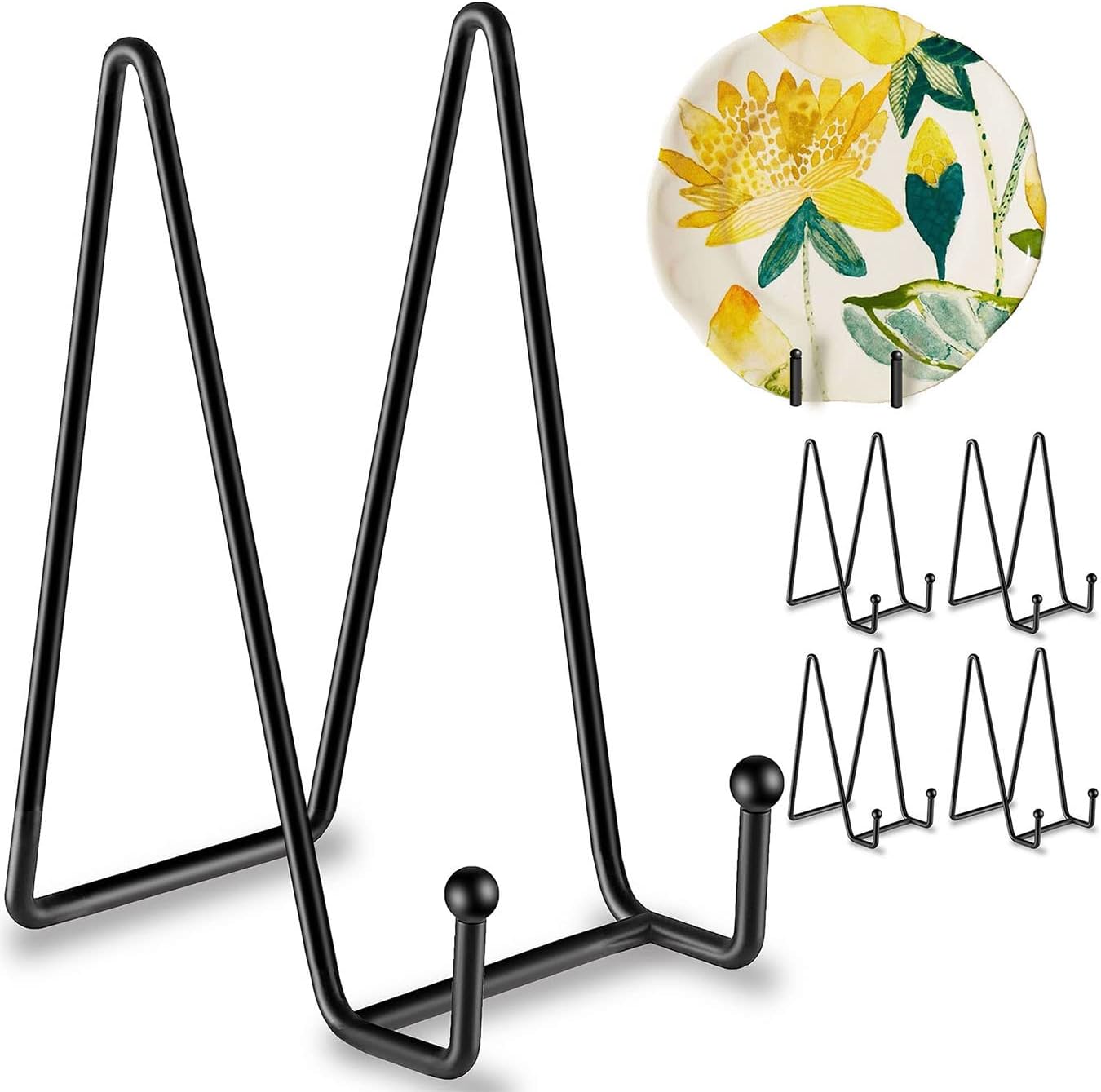 Hoewina 5 Pack 6 Inch Plate Stands for Display, Plate Holder Display Stands, Metal Frame holder stand for Book, Picture, Decorative Plate, Photo and Platter, Tabletop Art…