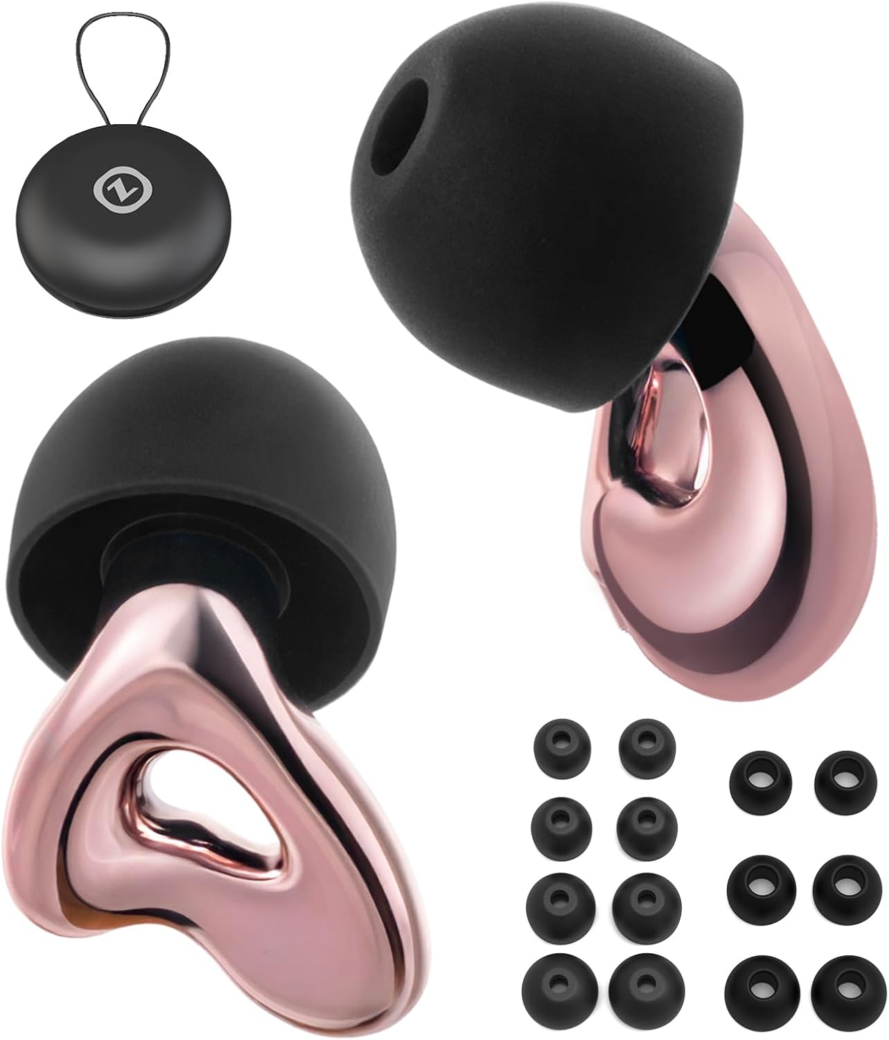 Concert Ear Plugs for Musicians & Music Lovers, Reusable High Fidelity Earplugs with 18dB Noise Reduction, 7 Tip Sizes for Live Music, Festivals, Nightclubs, DJ Events & Raves -(Rose Gold)