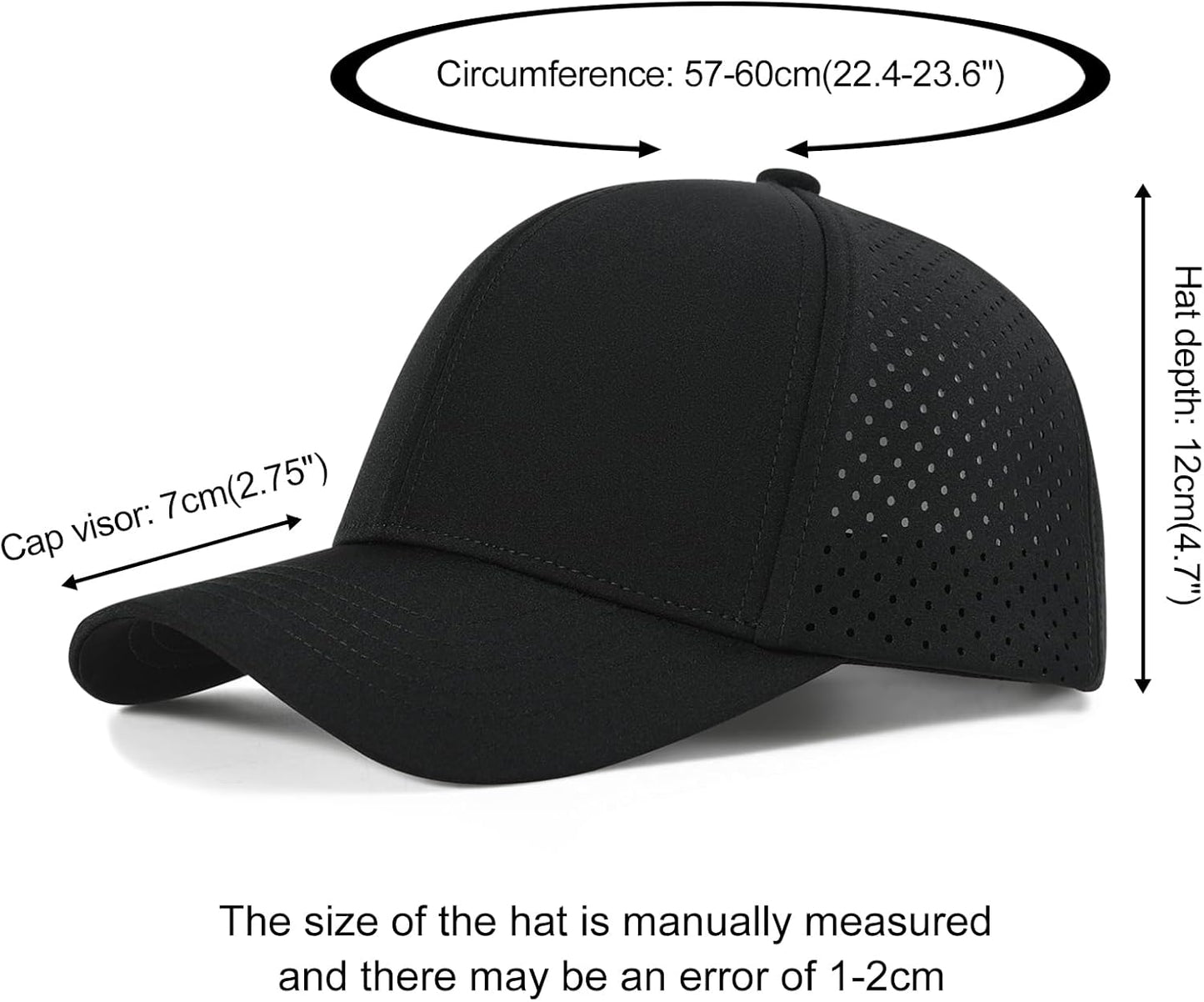 VOBOOM Men Quick Dry Baseball Cap Laser Cut Mesh Ball Curved Brim Snapback Hat