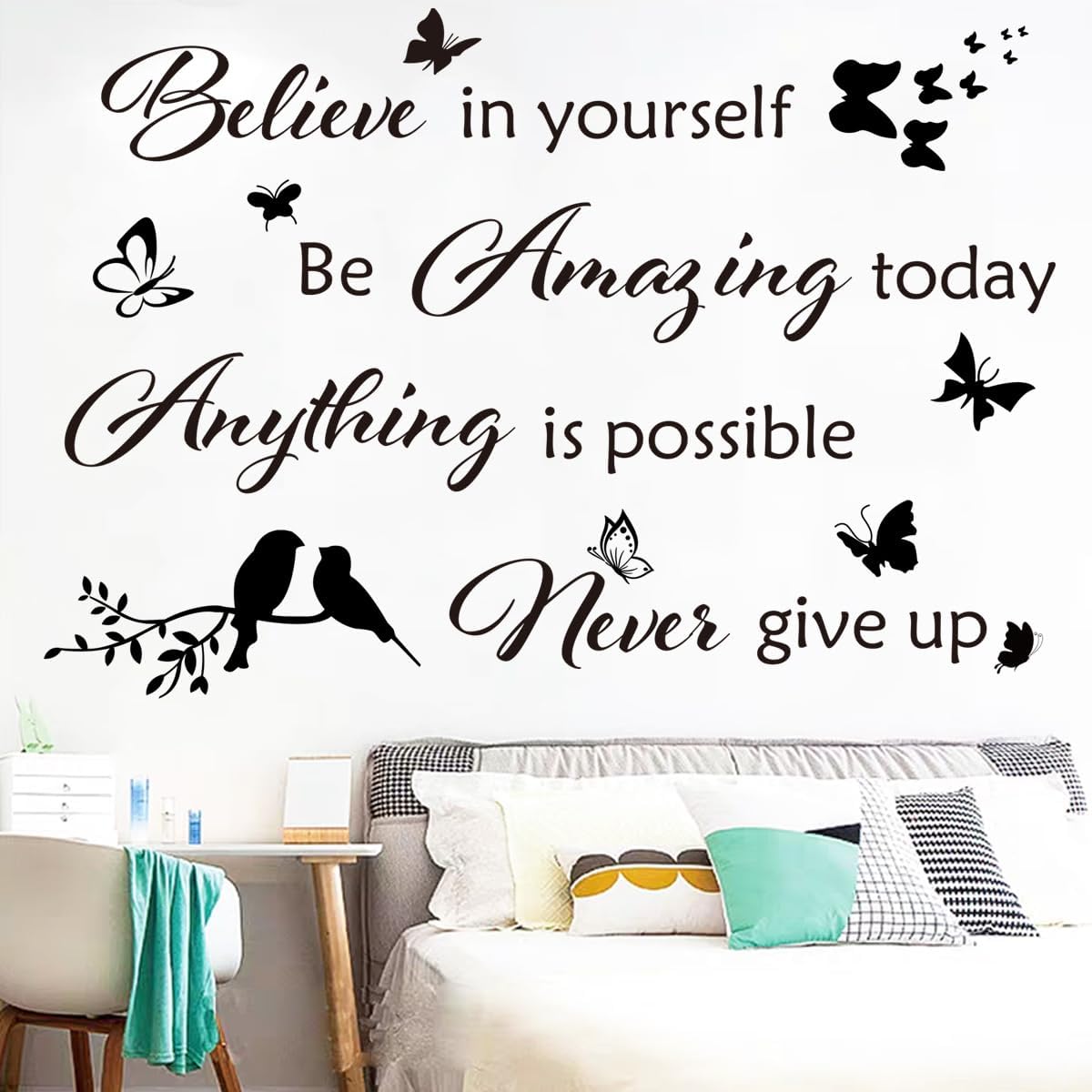 Inspirational Wall Stickers Wall Quotes Letter Stickers Ability Motivation Believe in Yourself Saying Home Decals Quote for Bedroom Living Room Hallways Office Classroom Teen Dorm Room Home Decor
