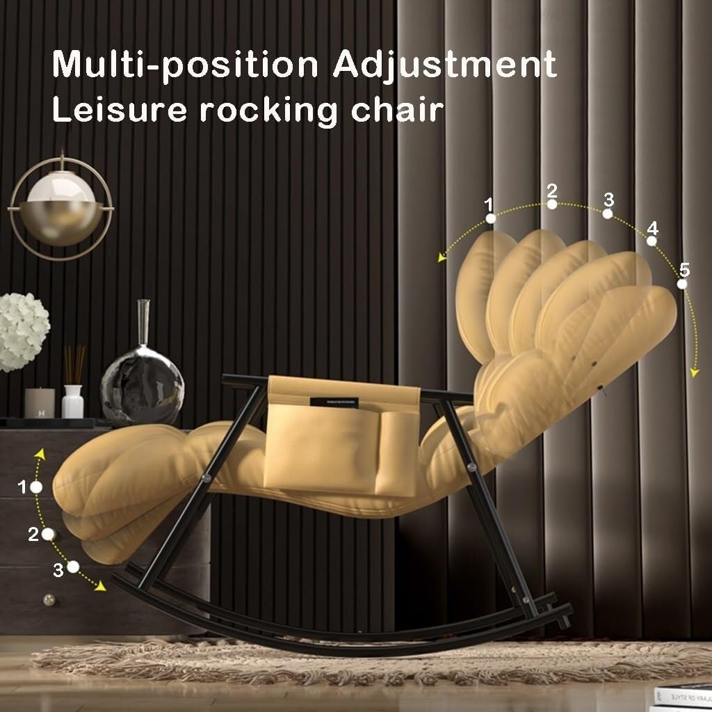 Modern Rocking Chair - Soft Reclining Armchair for Living Room, Bedroom & Lounge - Comfortable Relaxing Chair for Reading & Leisure (Gray B)