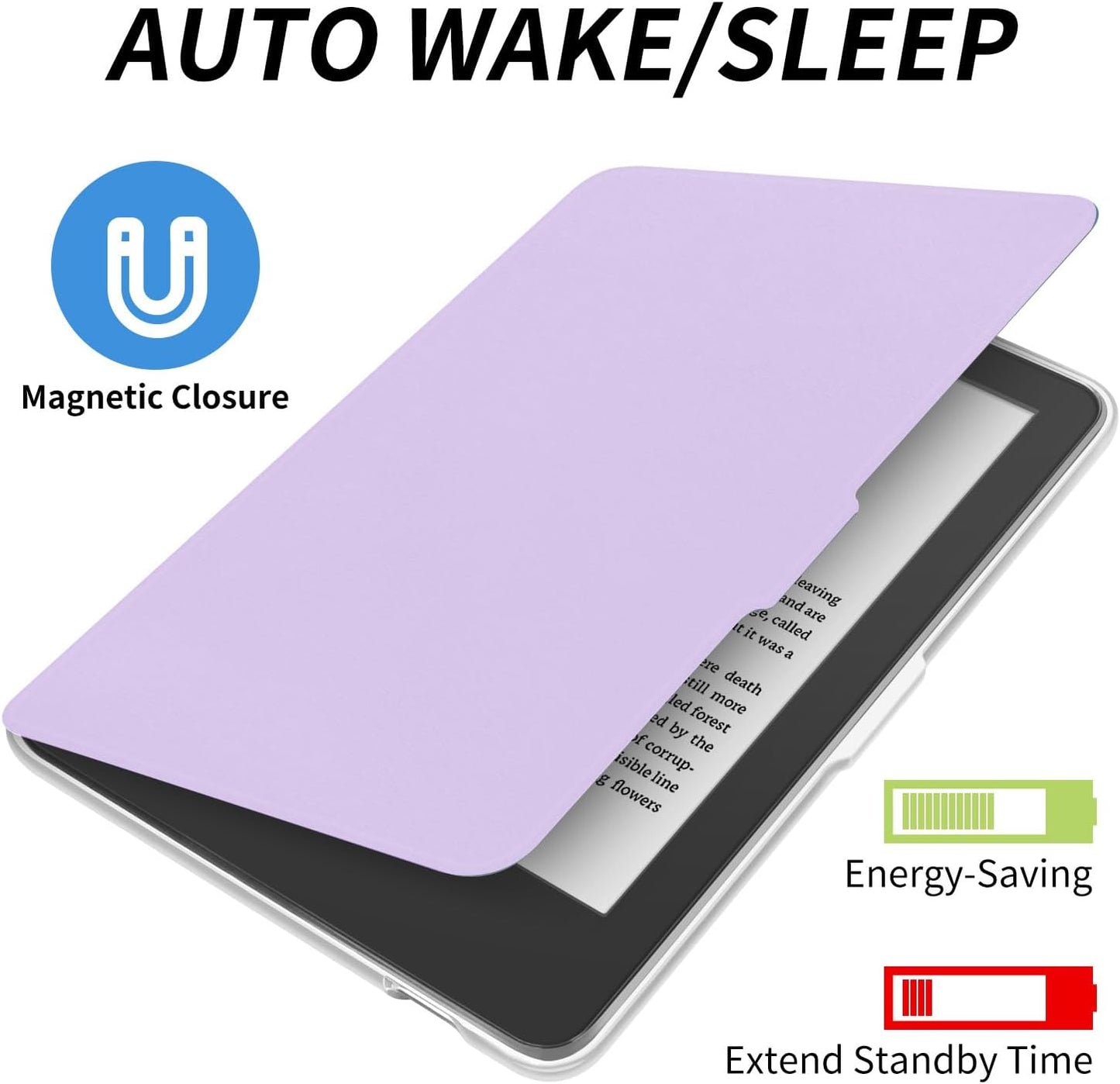 Case for 6" Kobo Clara Colour 2024 Released, Ultra Clear Soft Light Transparent TPU Back Cover with Hand Strap, Auto Wake/Sleep (Light Purple)