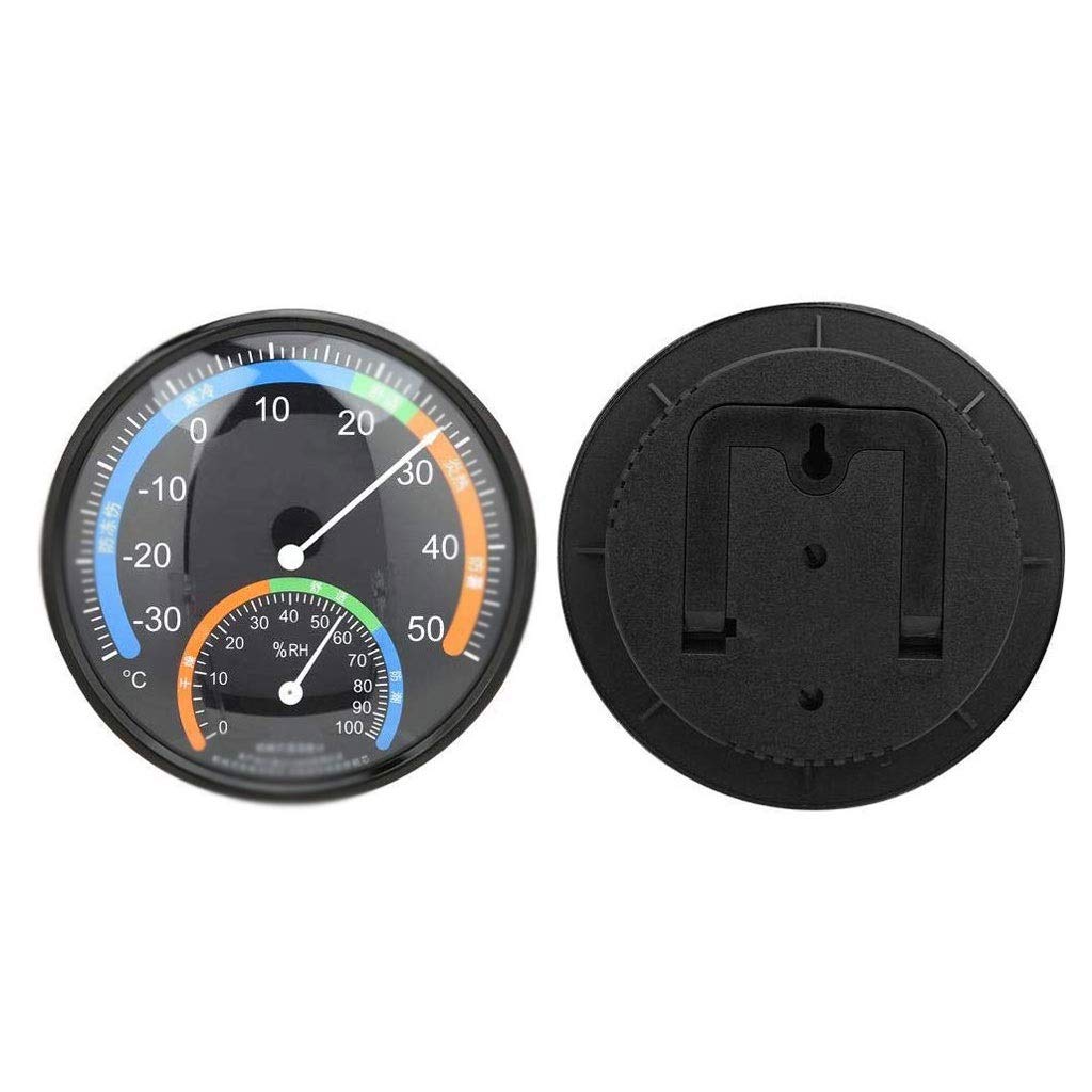 Premium Large Wall Thermometer-Hygrometer Indoor Outdoor for Patio, Pool, Kitchen, and Room Decorative (Black)