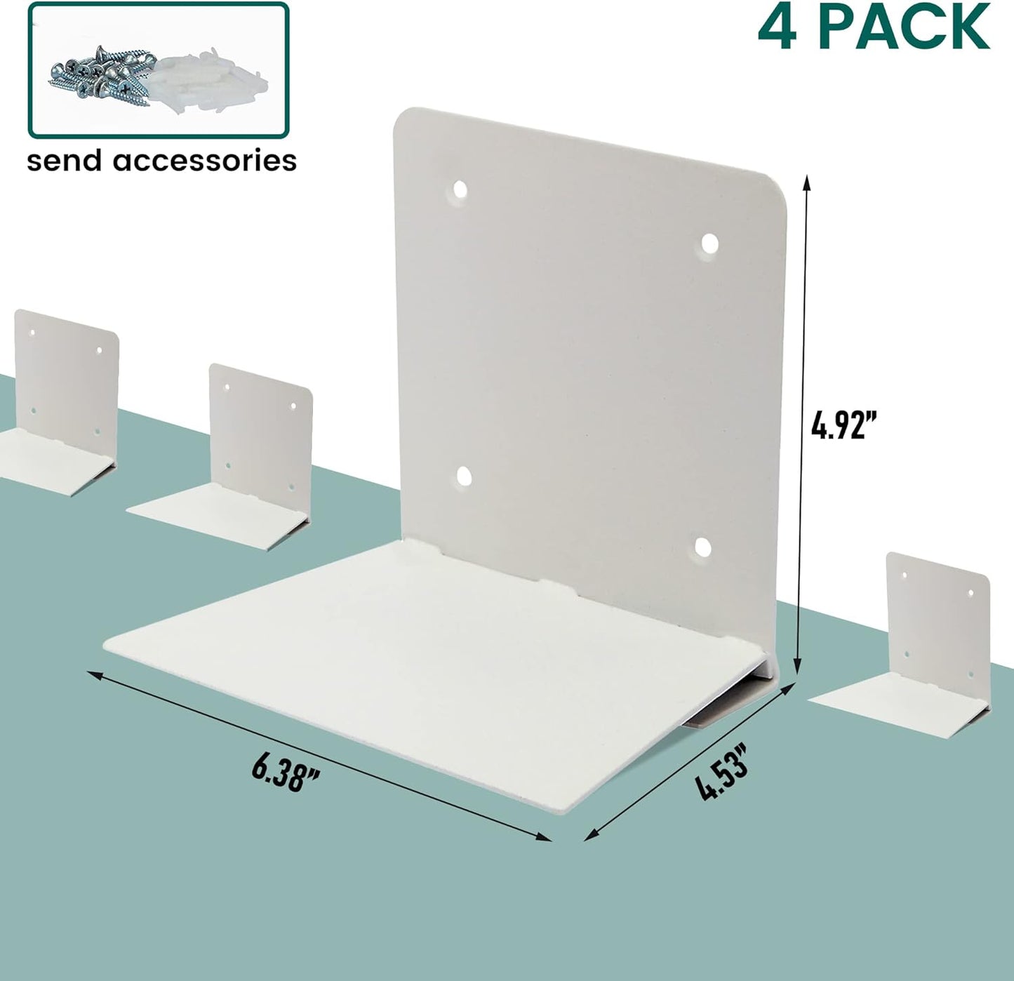 STORAGE MANIAC Floating Book Shelves for Wall Mounted Invisible Floating Bookshelves Heavy-Duty Steel Hidden Bookshelf Hanging Bookshelves for Bedroom Living Room Office, White 4-Pack Large