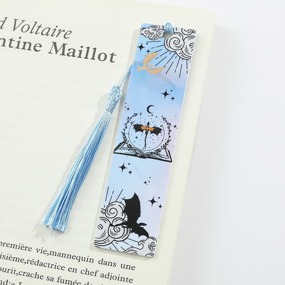 7PCS Fourth Wing Dragon Bookmark Set - Fantasy Dragon Acrylic Bookmarks for 4th Wing Novel Fans Women, Retired, Nurses, Librarians, Tasseled Book Accessories, Page Readers (7PCS-Dragon)