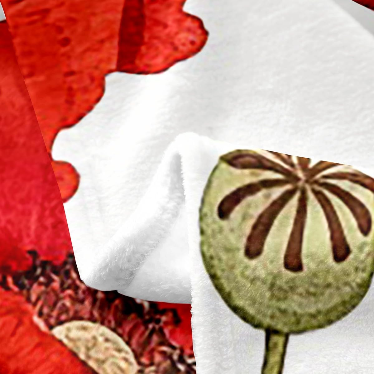 Feelyou Red Poppy Fuzzy Blanket Throw 50"x60" Floral Flower Blossom Printed Flannel Fleece Throw Blanket for Kids Boys Girls Decor Botanical All Season Bed Blanket Spring Garden Plush Blanket