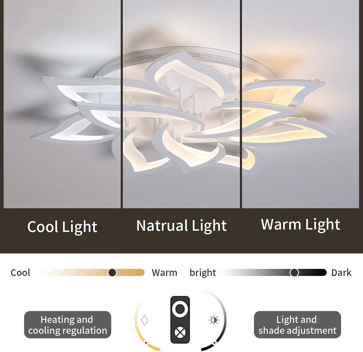 Garwarm Dimmable LED Ceiling Light, 72W Modern Acrylic Flush Mount Ceiling Lamp with Remote Control Metal Flower Shape Chandelier Lighting Fixture for Living Room Bedroom Kitchen